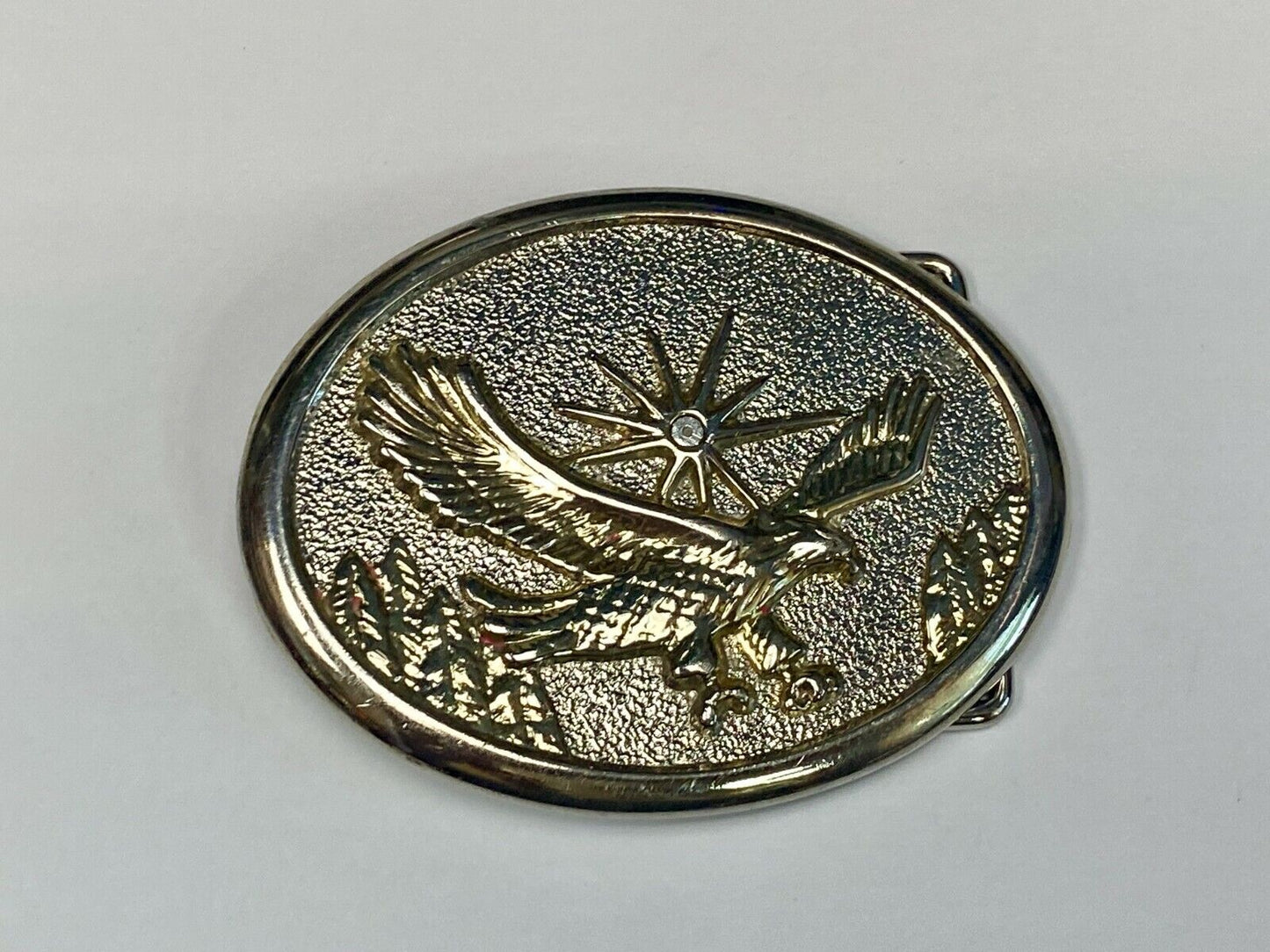 Vintage Classic Flying Bald Eagle with starburst Metal Belt Buckle