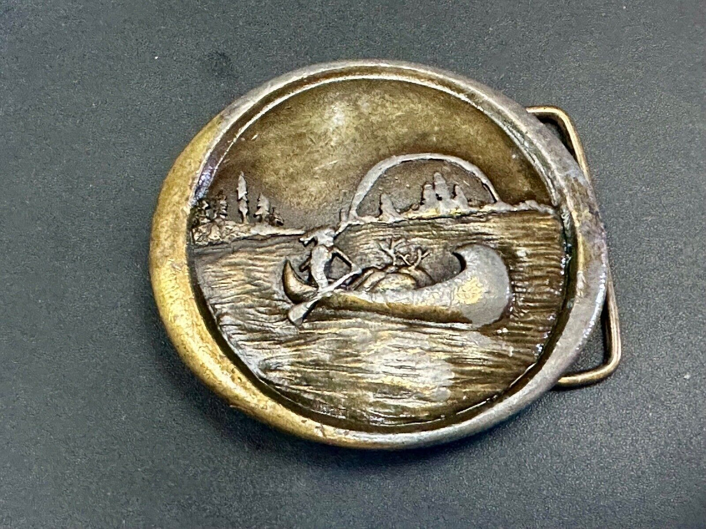 Vintage 1976 Native American Indian, Indiana Metal Craft belt buckle W-99