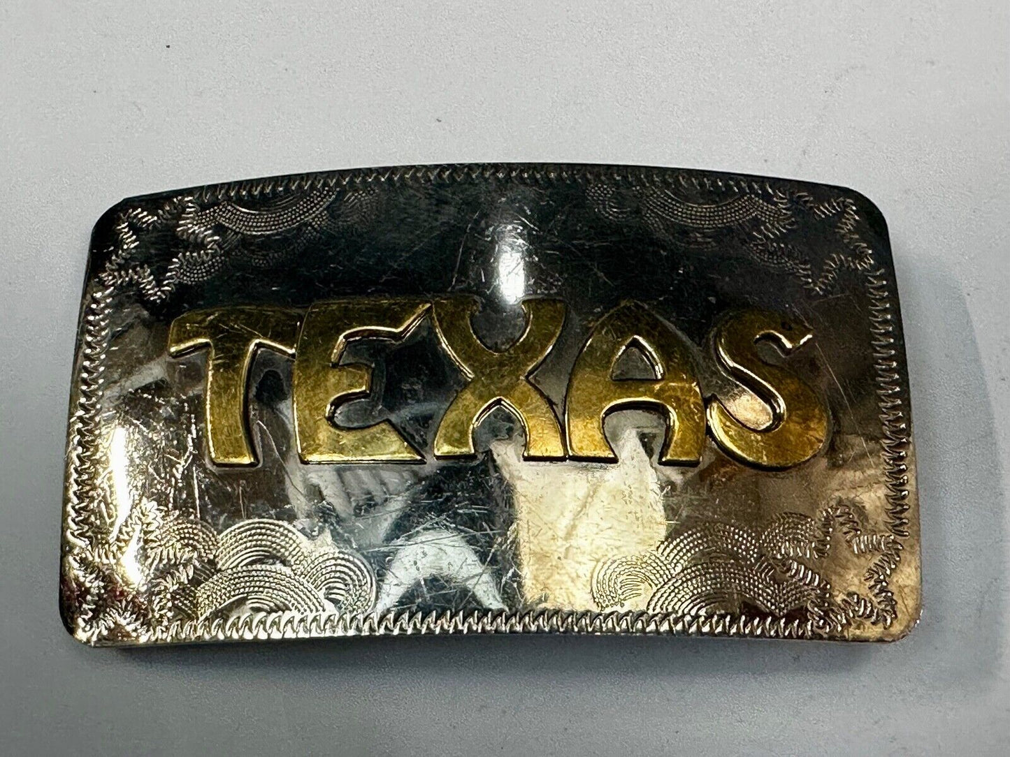 The Great State of Texas two tone German Silver rectangular Belt Buckle
