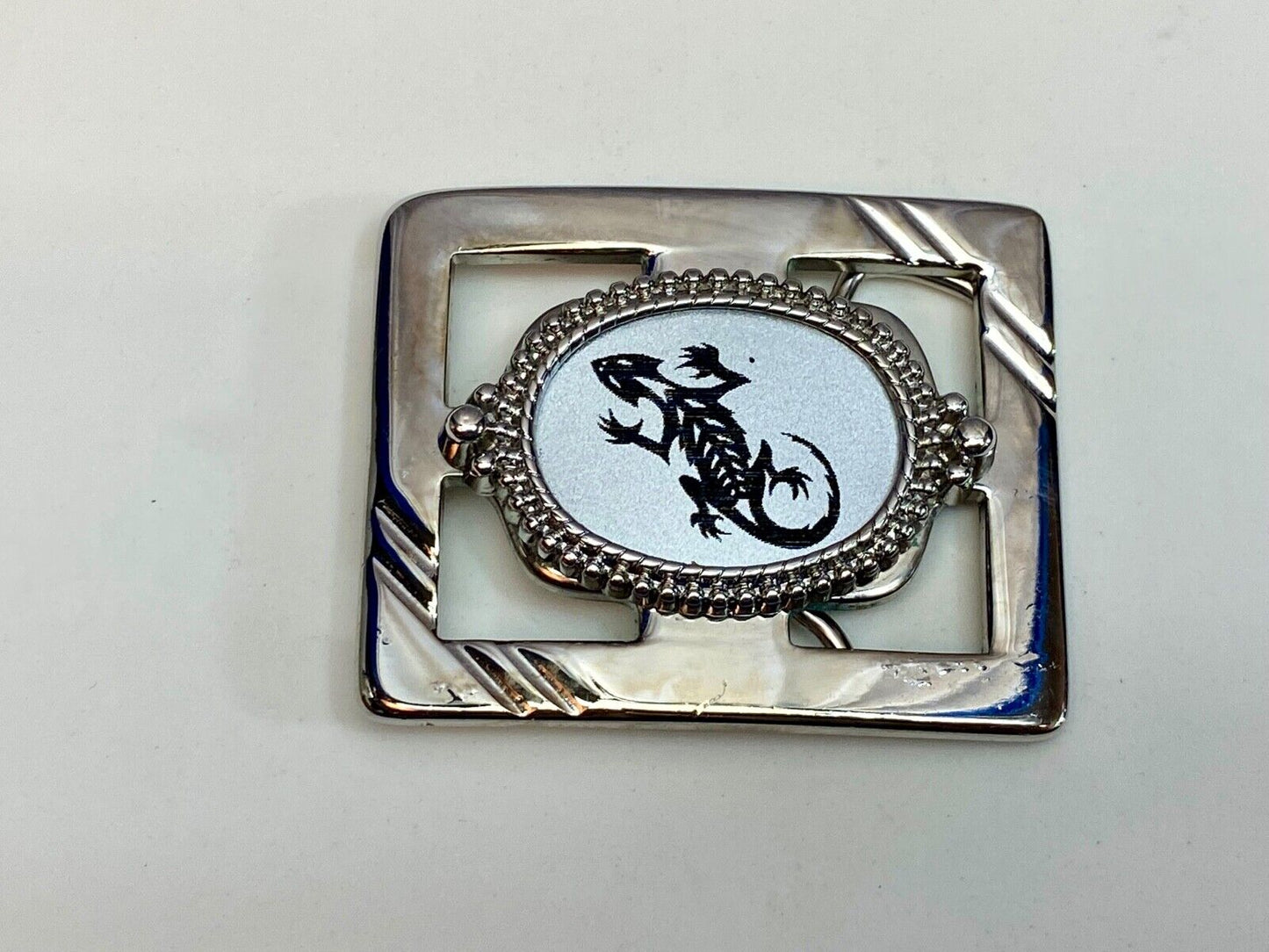 Alligator, Lizard, Reptile Crocodile? As Centerpiece On See Through Belt Buckle
