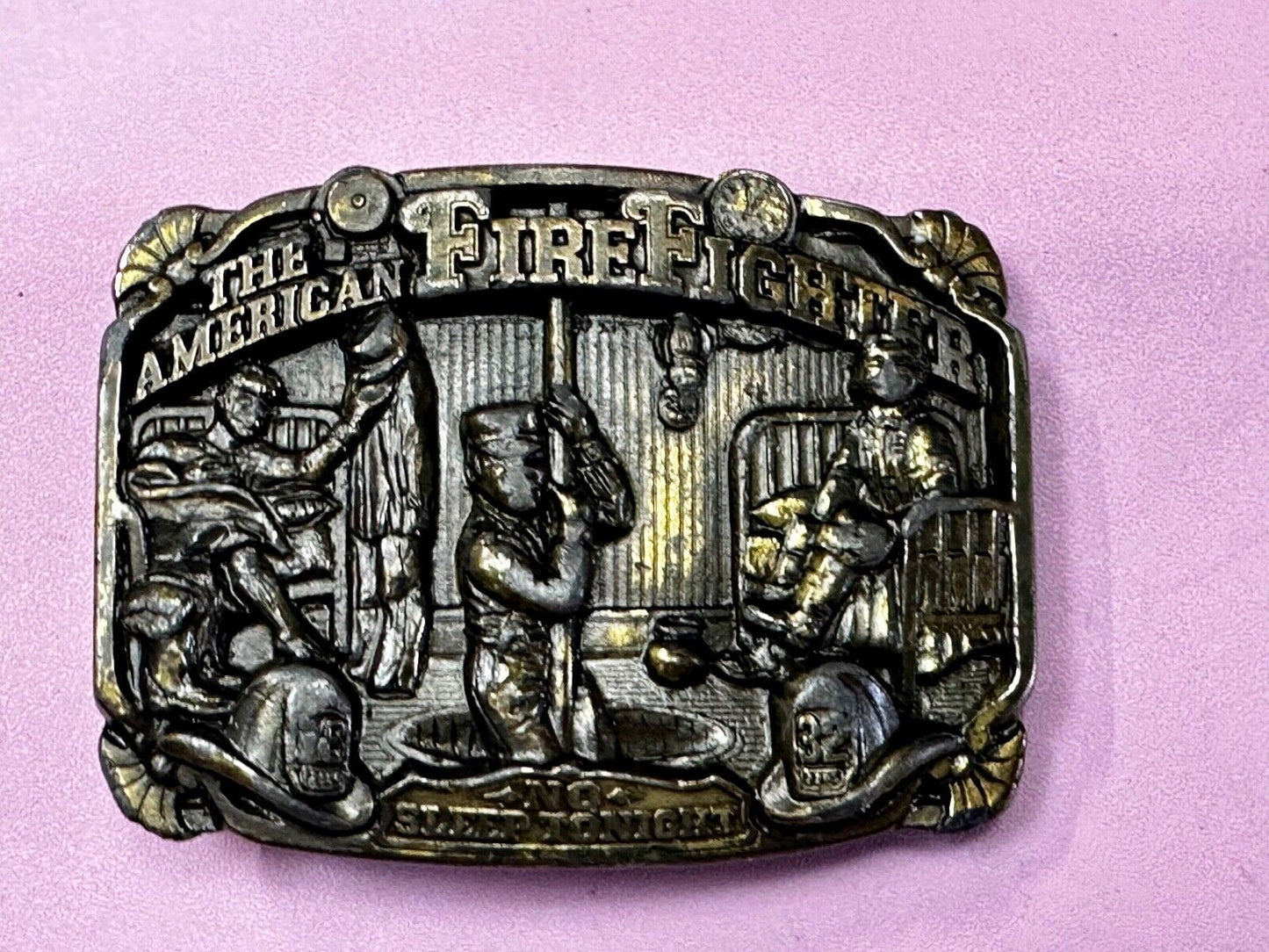 1986 The American Fire Fighter No Sleep Tonight Great American Belt Buckle