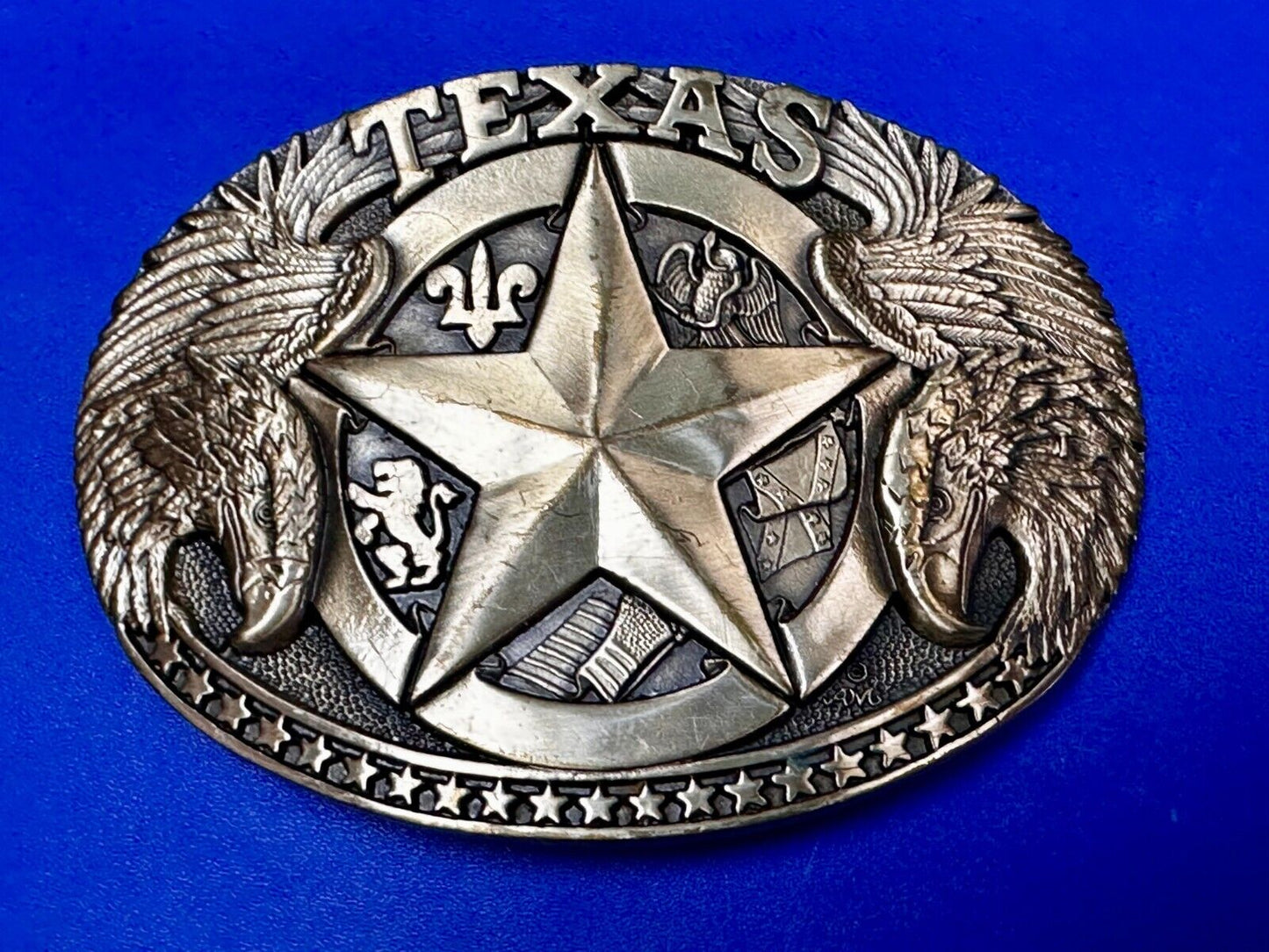 The Texas Lone Star Eagles Flag Solid Brass Award Design Medals Belt Buckle
