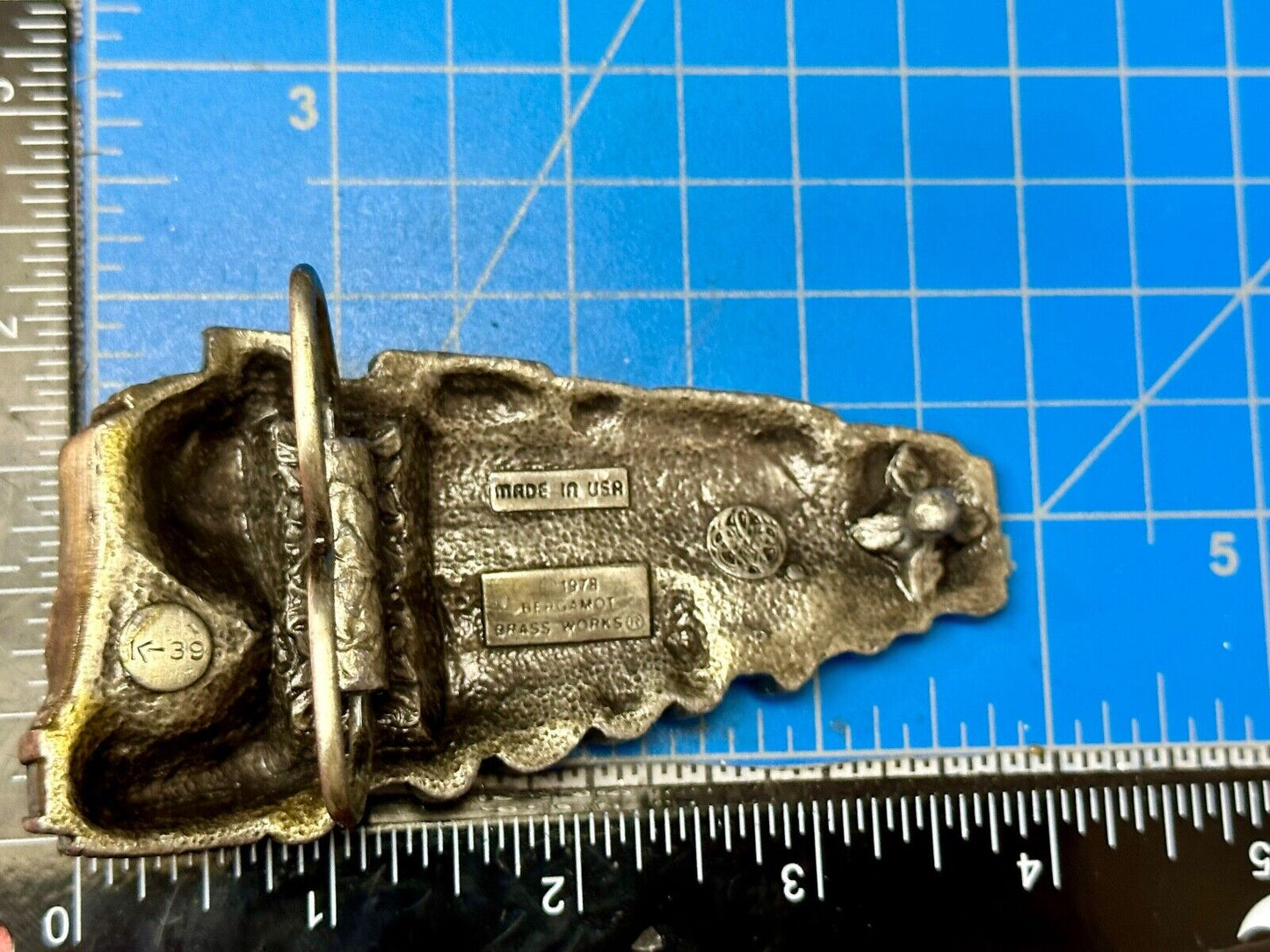 Train Steam Locomotive Vintage 1978 Cutout RR Bergamot Belt Buckle
