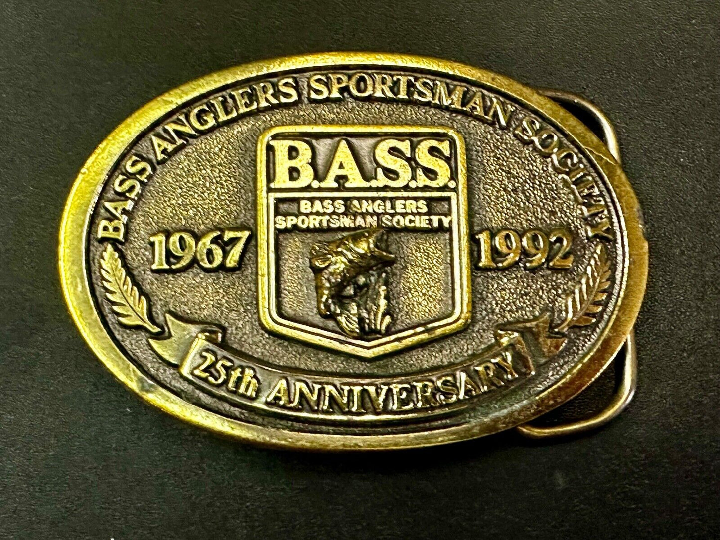 1992 BASS Anglers Sportsman Society Sport Fishing Fishermans 25th yr Belt Buckle