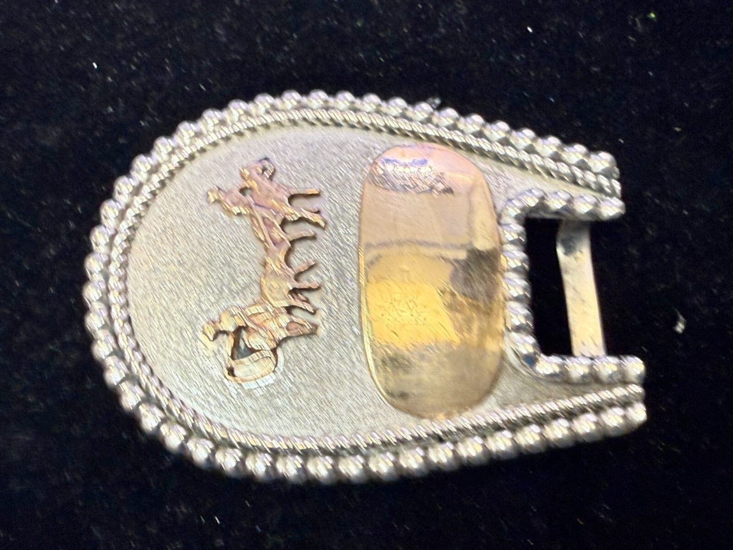 Vintage Cattle Drive Cowboy Horse Back Riding Trailing Pack Mule Belt Buckle