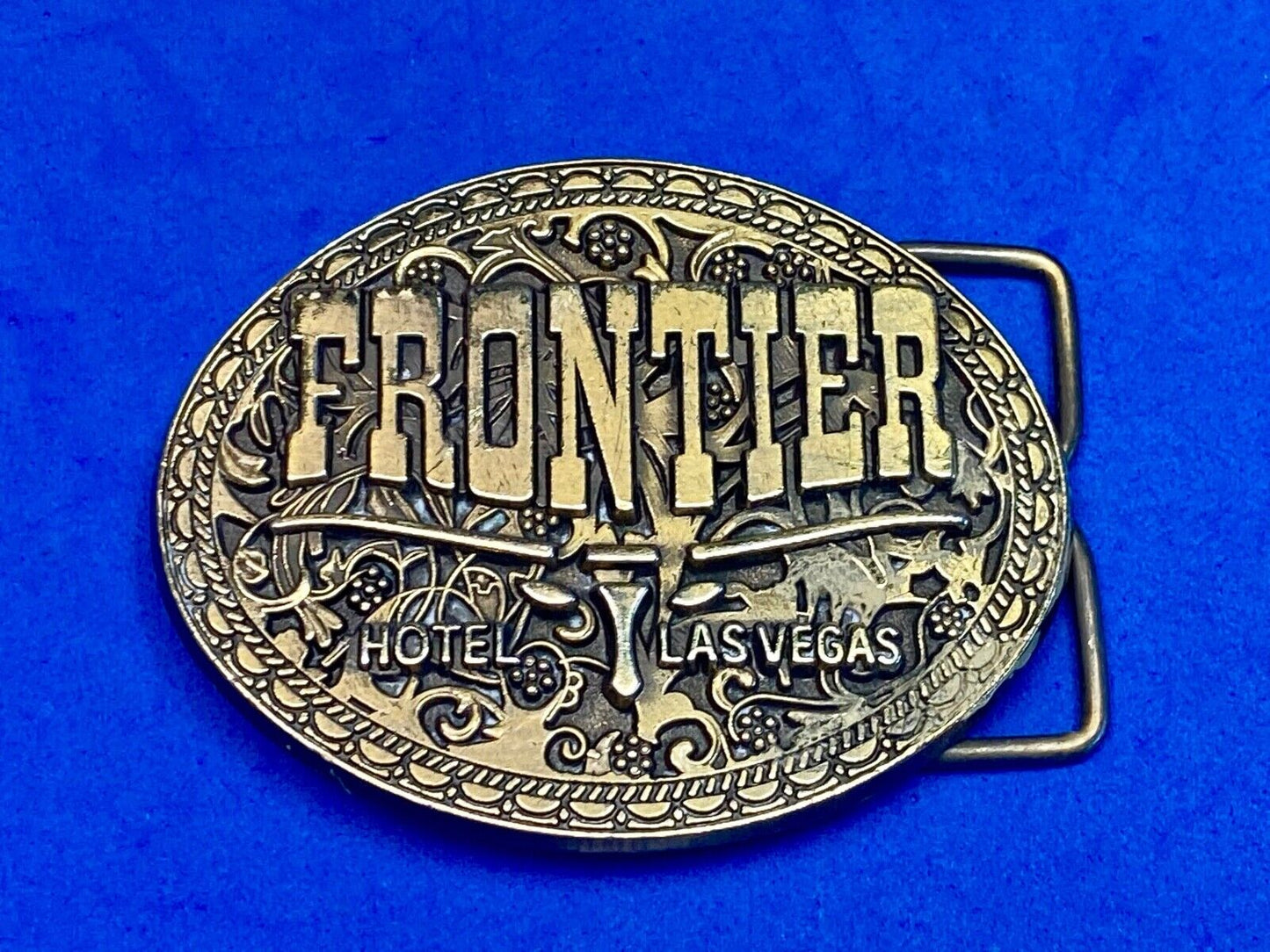 Vintage 80'S Las Vegas "Frontier" Hotel / Casino Western Promotional Belt Buckle