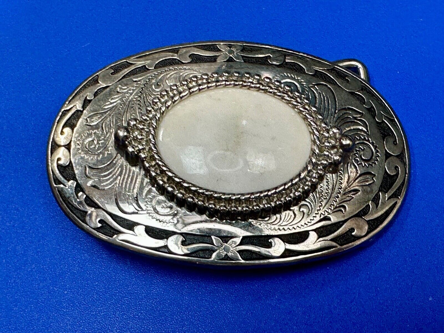 30 by 40mm SCOLECITE Cabochon Cab Stone Centerpiece on Western Belt Buckle