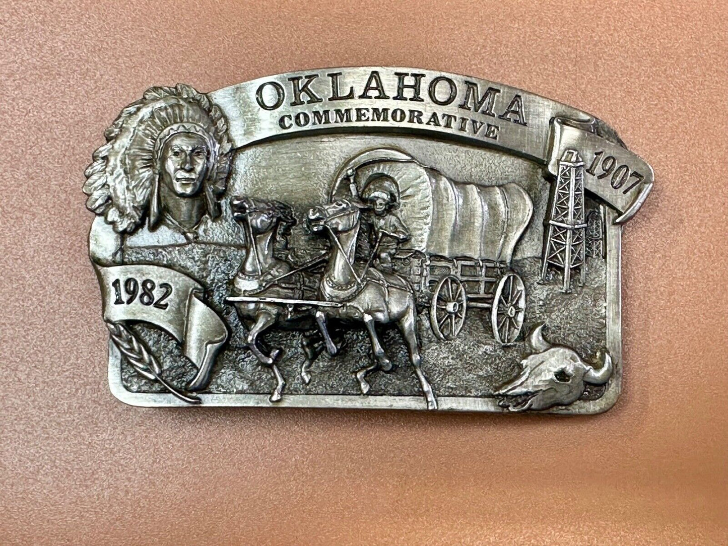 1982 Oklahoma State Commemorative Series limited belt buckle by Arroyo Grande