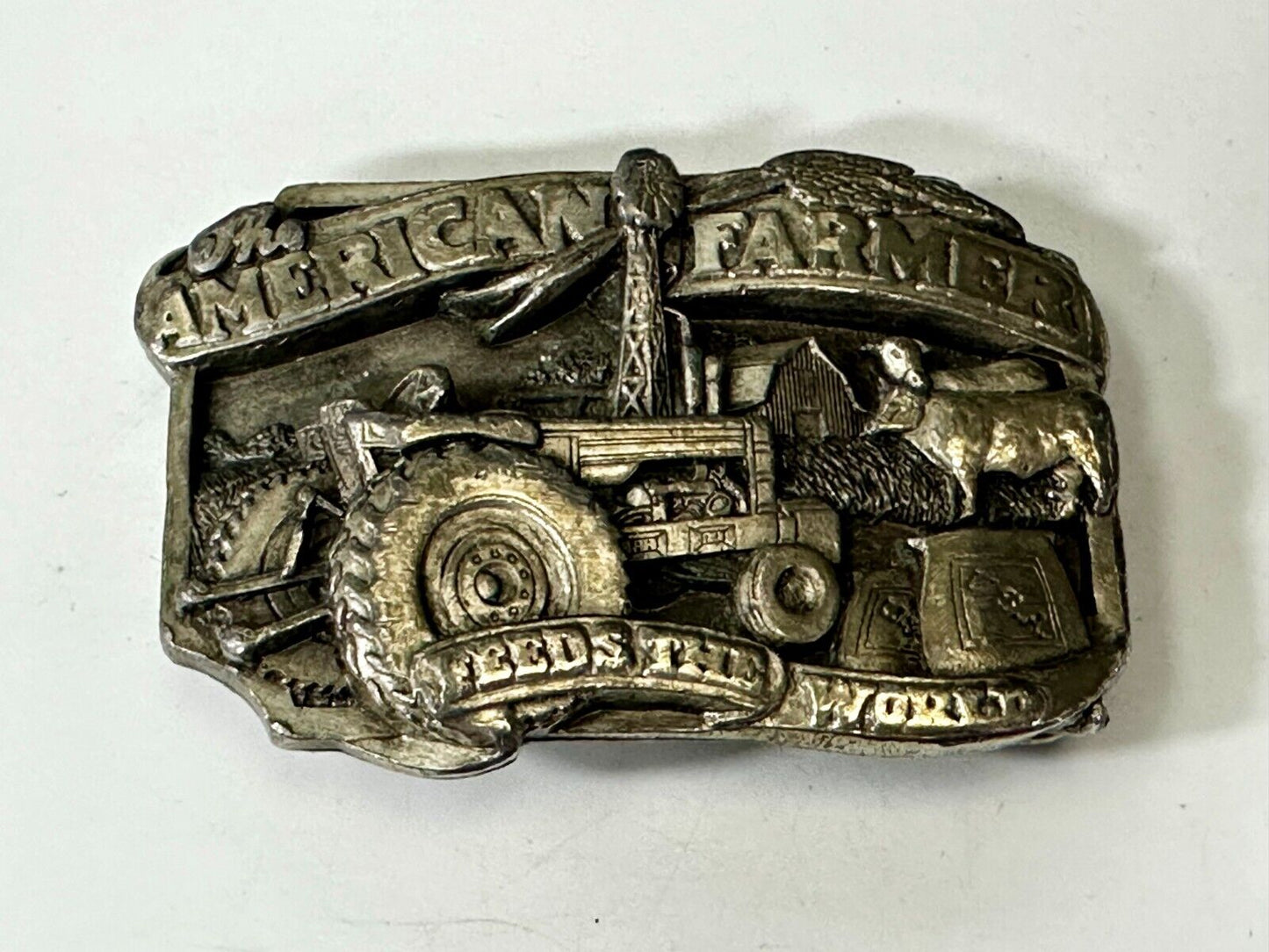 The American Farmer Feeds The World Tractor Farming Commemorative Belt Buckle