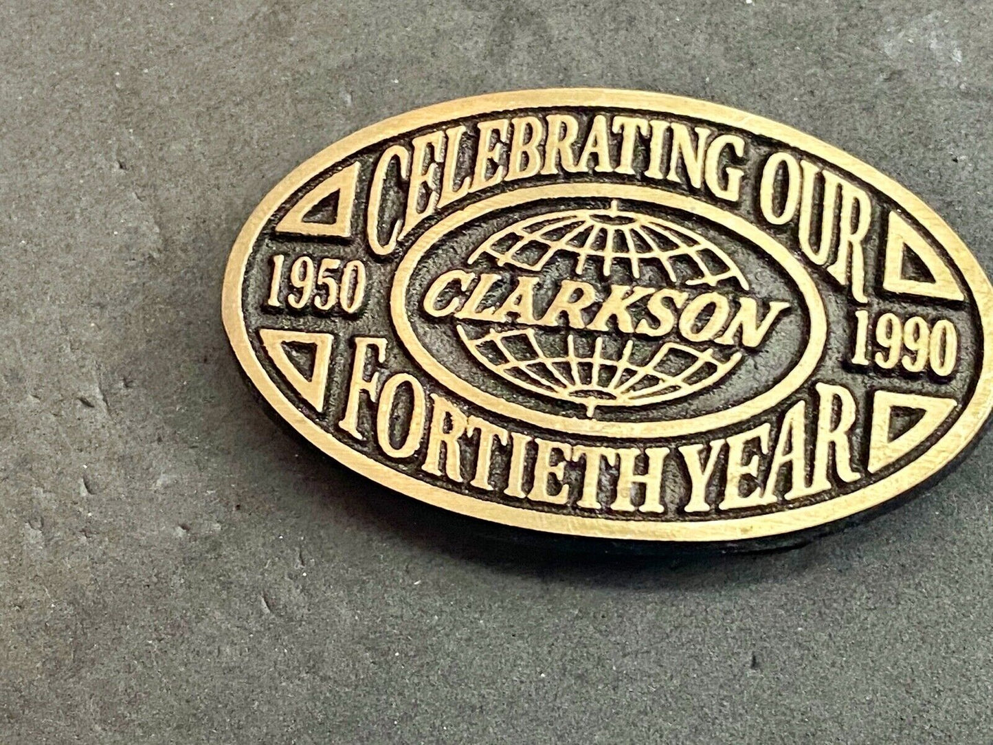 Vintage 1990 Clarkston - 14th year celebration belt buckle by Rainbow Medals