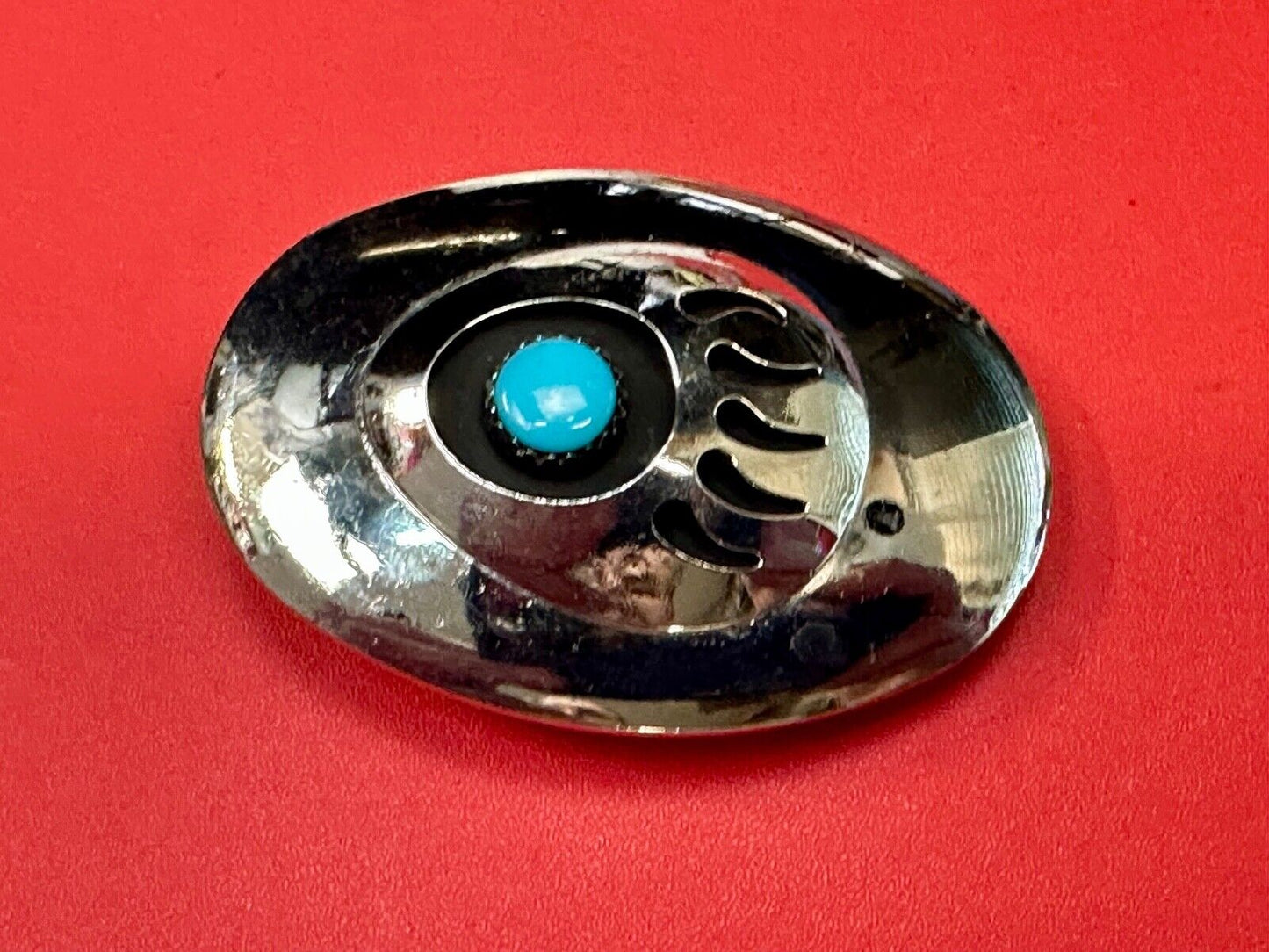 BC - Vintage B Cayaditto Zuni Bear Claw oval Belt Buckle