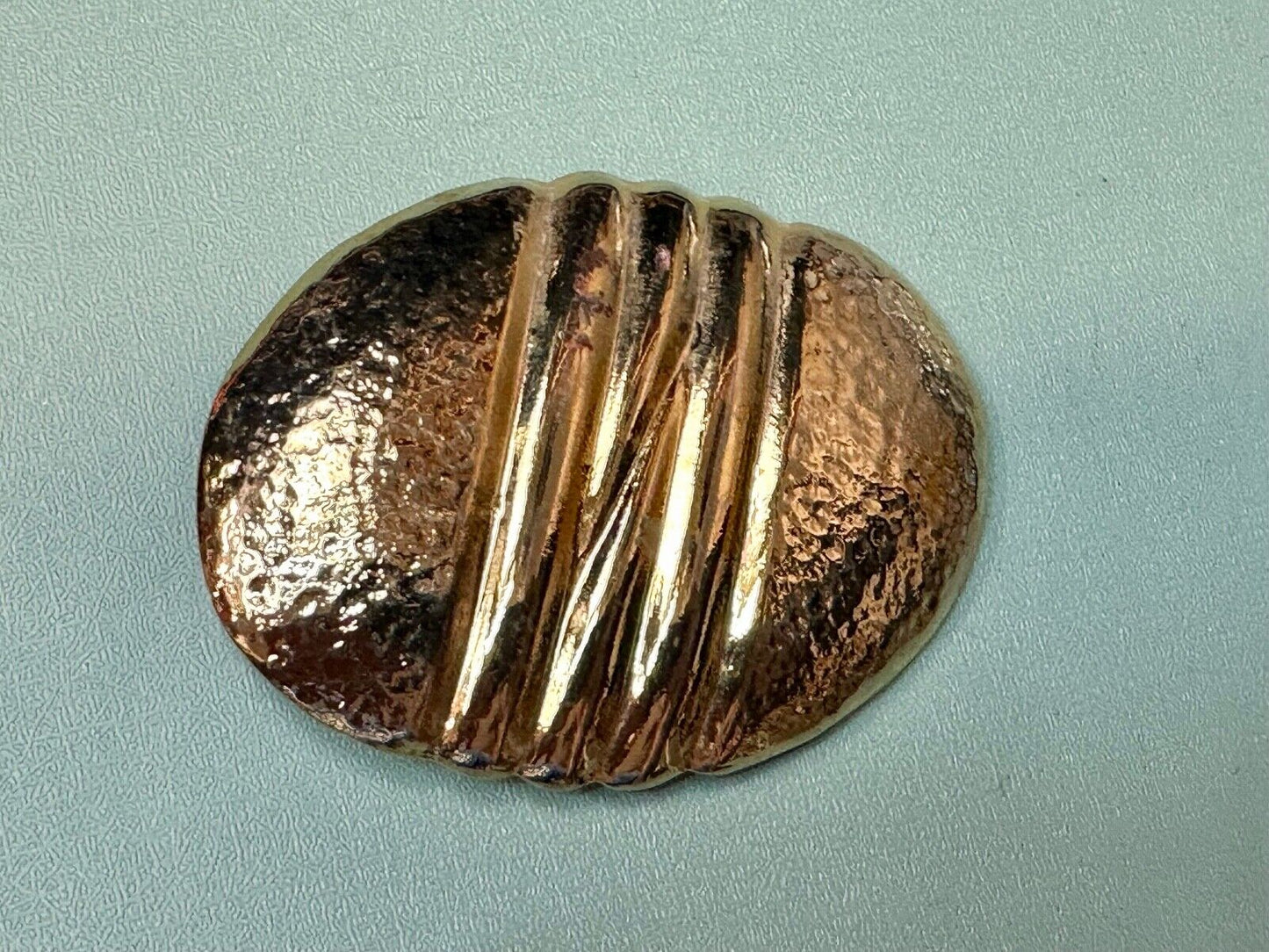 Vintage Chunky Gold Tone Raised belt buckle Scarf Slide Holder marked A