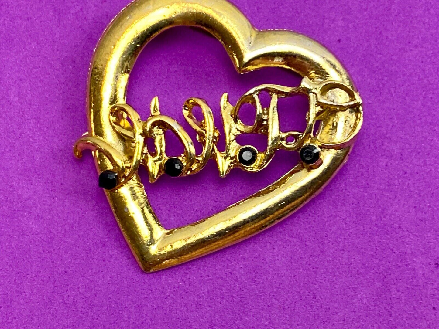 Vintage Brooch Pin WWJD Gold Tone Heart WWJD - What Would Jesus Do