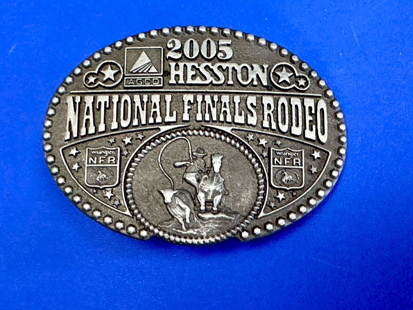 2005 youth Sized Hesston National Finals Rodeo Bull Riding Cowboys belt buckle