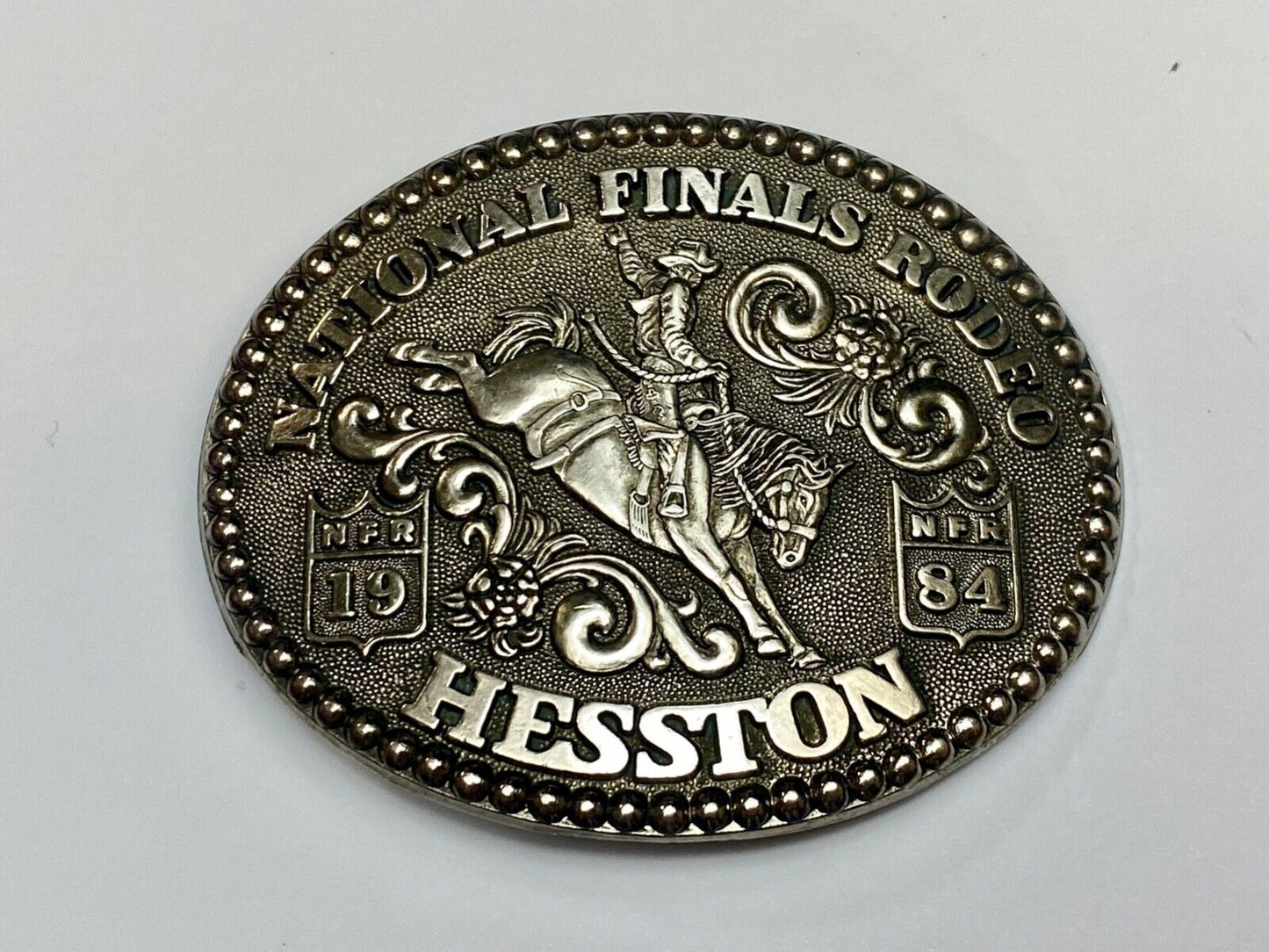 1984 NFR National Finals rodeo HESSTON Adult Size 2nd eddn Collector Belt Buckle
