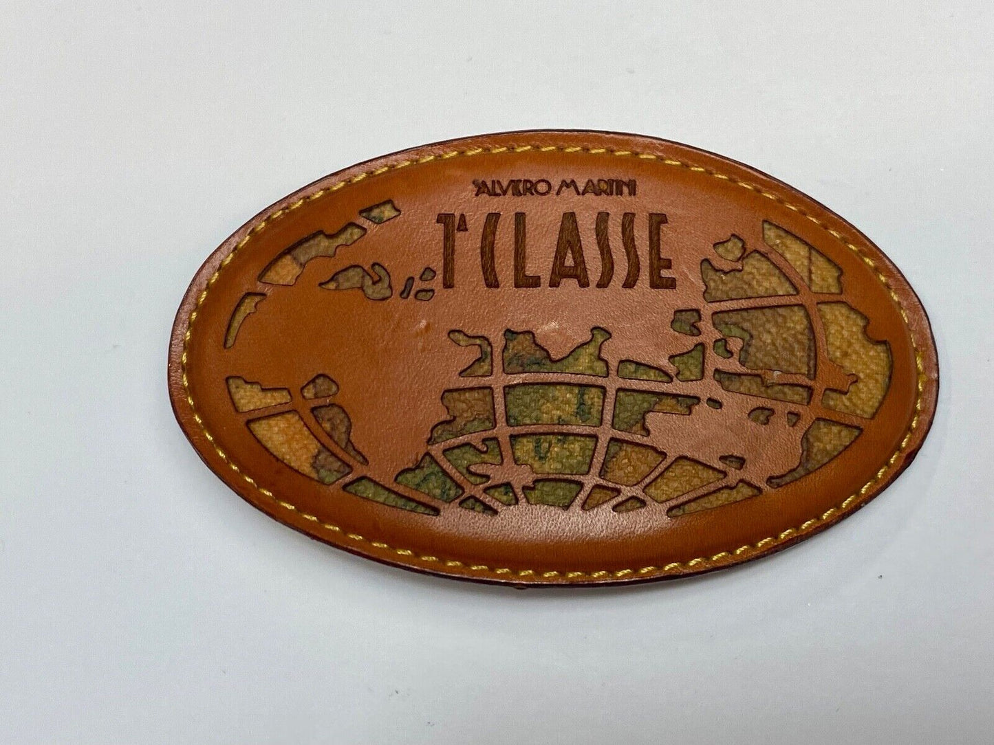 TILASSE Alviero Martini Leather Oval Snake Skin inlaid Belt Buckle made in Italy