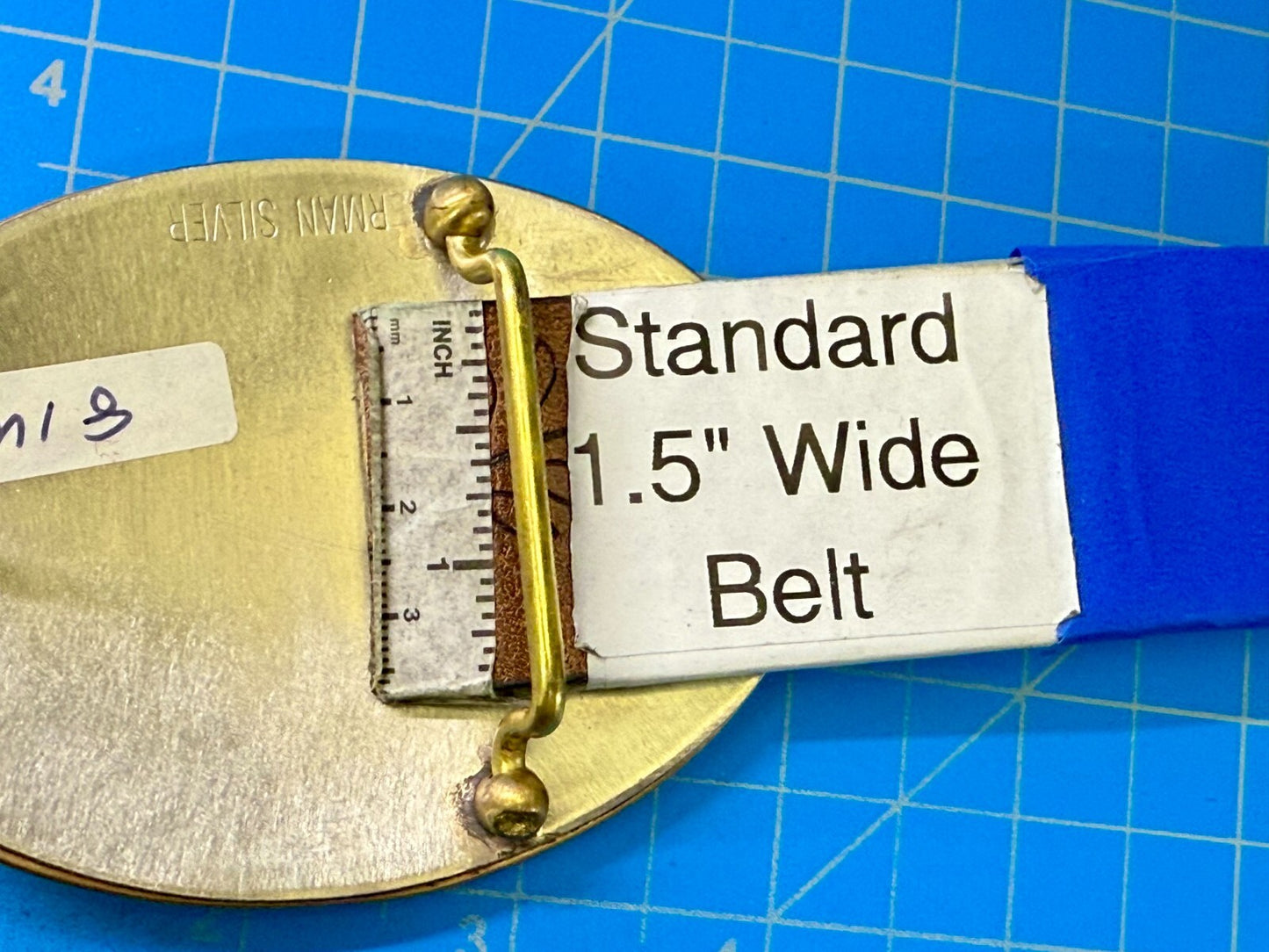 Vintage Barrel Racing Trophy Award Blank Ribbon Vtg. German Silver Belt Buckle