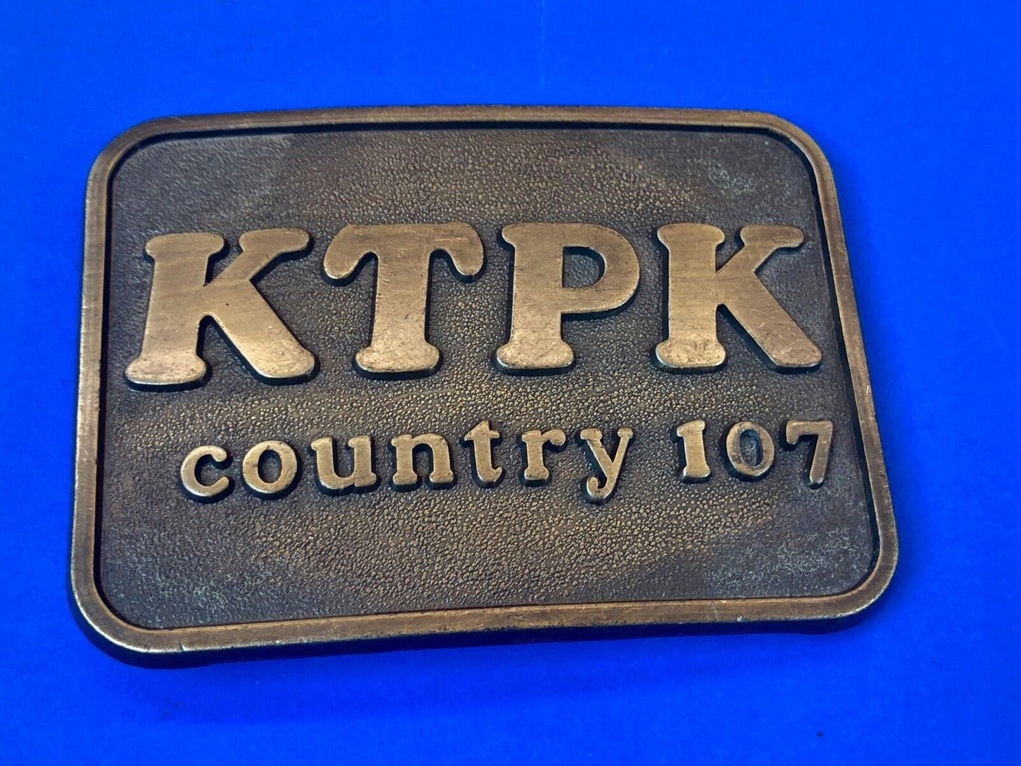 Vintage KTPK Country Music Radio Station Advertising Brass plated Belt Buckle