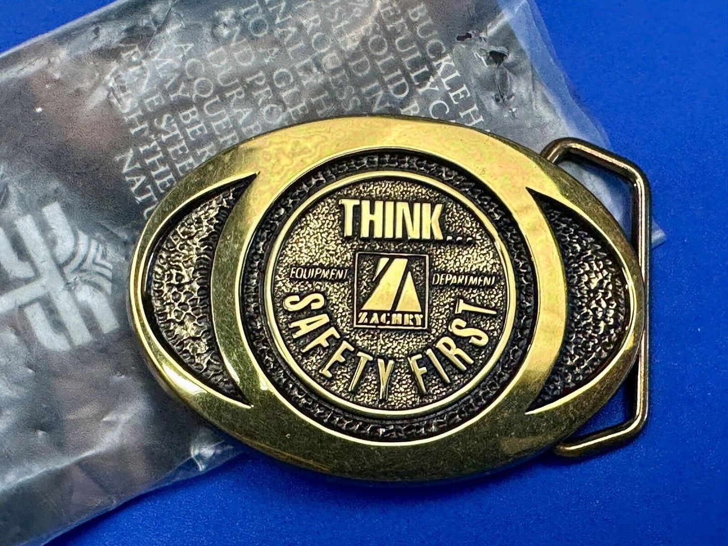 THINK Safety First ZACHRY Equipment Department Vintage 1991 BTS belt buckle