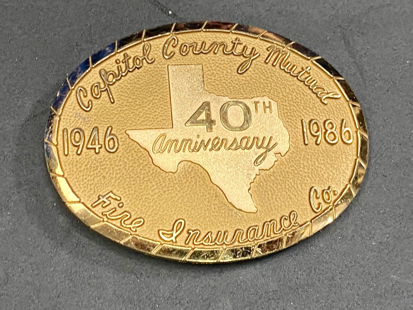 Vintage Capitol County Mutual Texas 40Th Fire Insuriance Co Baliour Belt Buckle