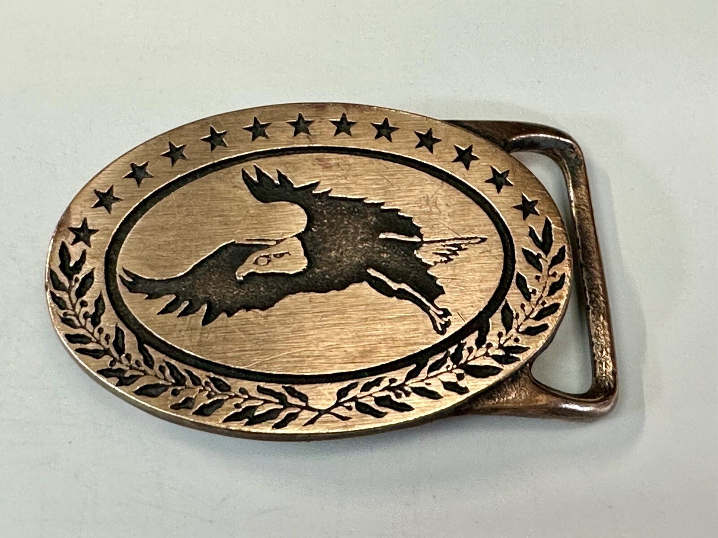 Bald Eagle Vintage Tech Ether Guild Hippy Style Solid Brass Belt Buckle