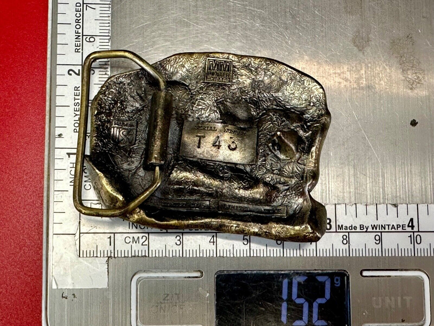 Adorable Chipmunk on tree branch vintage belt buckle by M&M Chicago