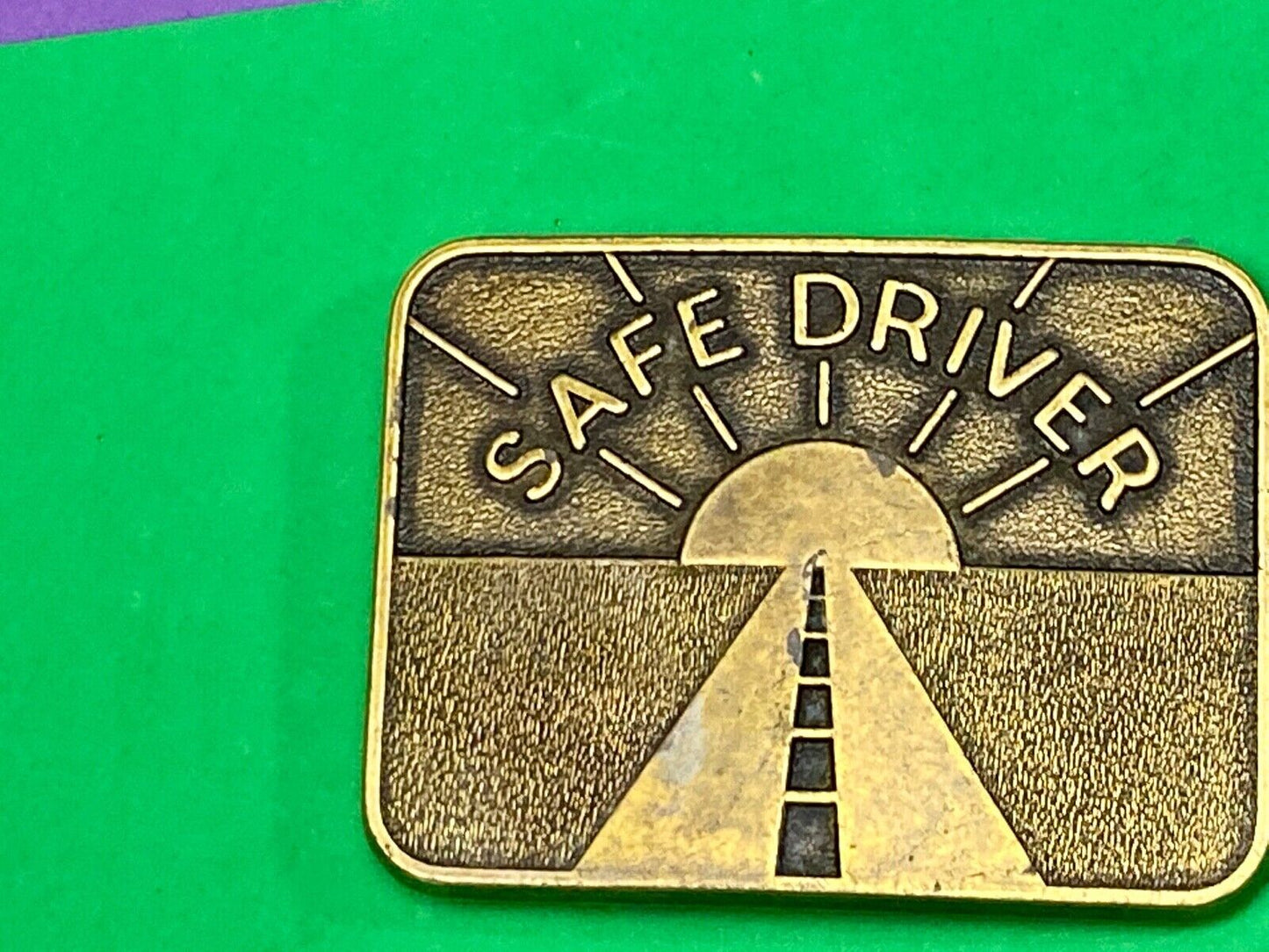 Vintage 1985 Safe Driver semi truck award belt buckle by JJ Keller & Associates