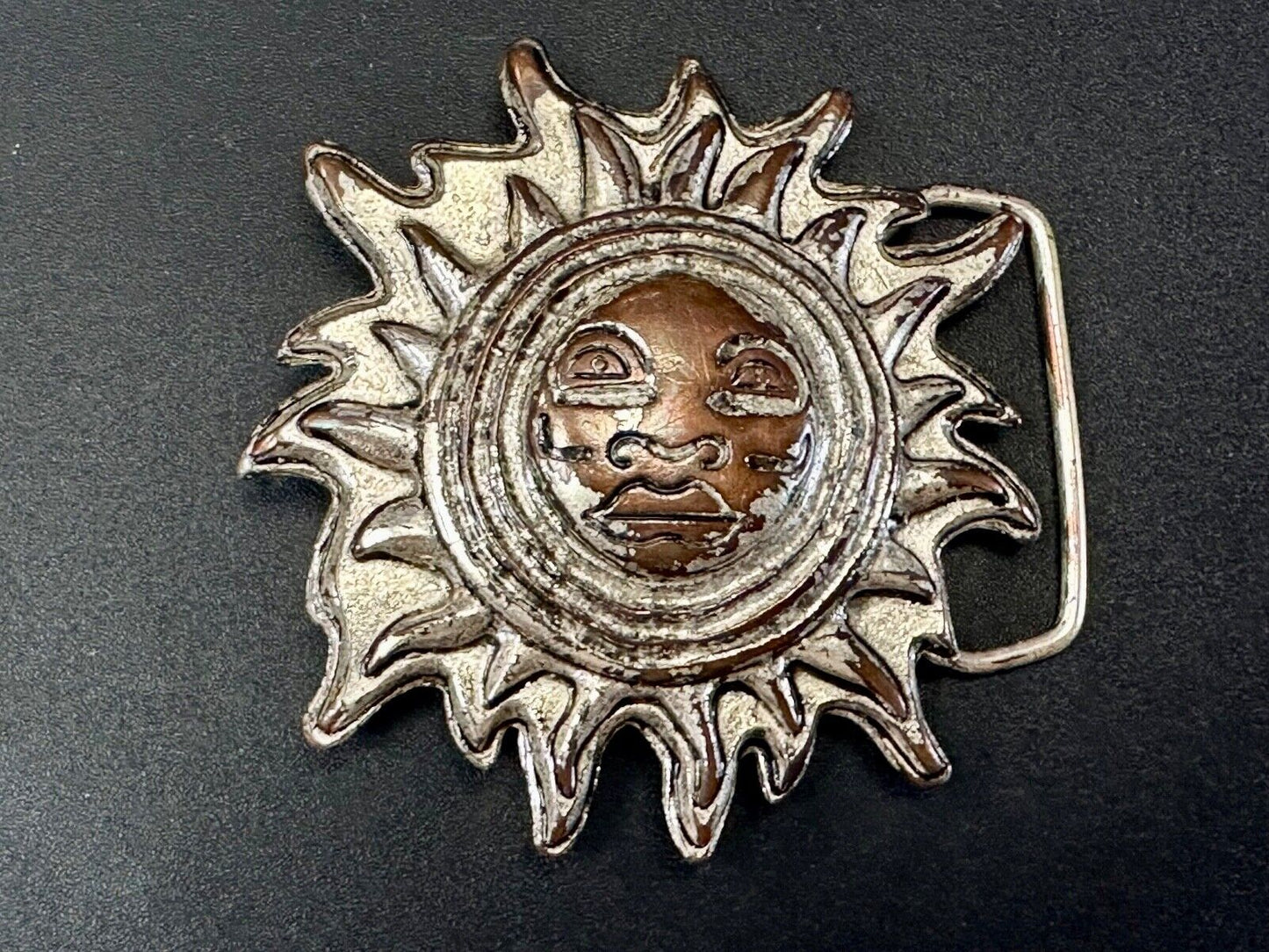 Artisan Hippie Style SUN Face - Large Figural cutout belt buckle