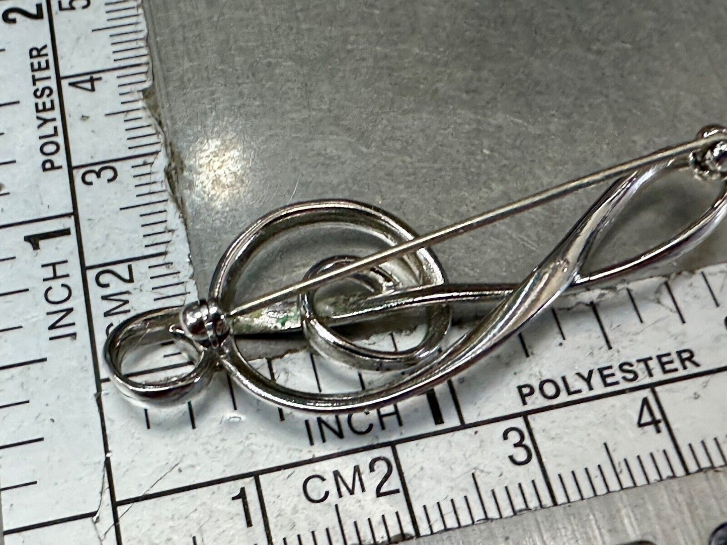 Treble clef music theme signed vintage brooch pin from estate find
