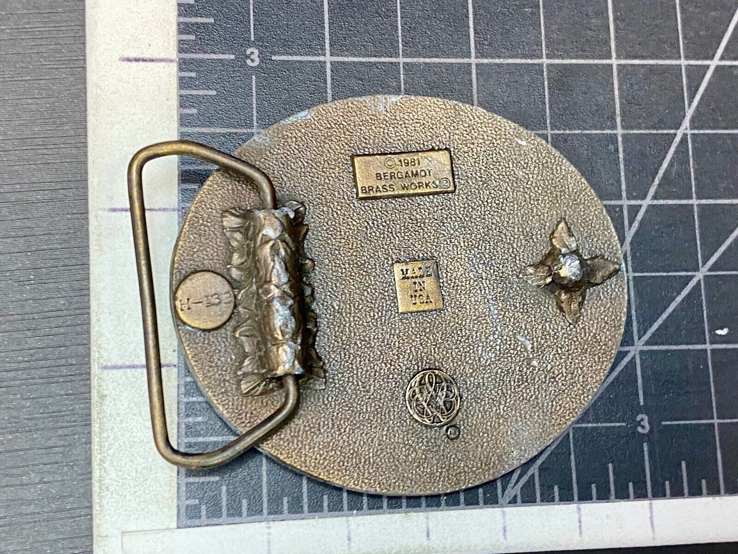 Vintage 1981 Im proud to be an American belt buckle by Bergamot Eagle and Crest
