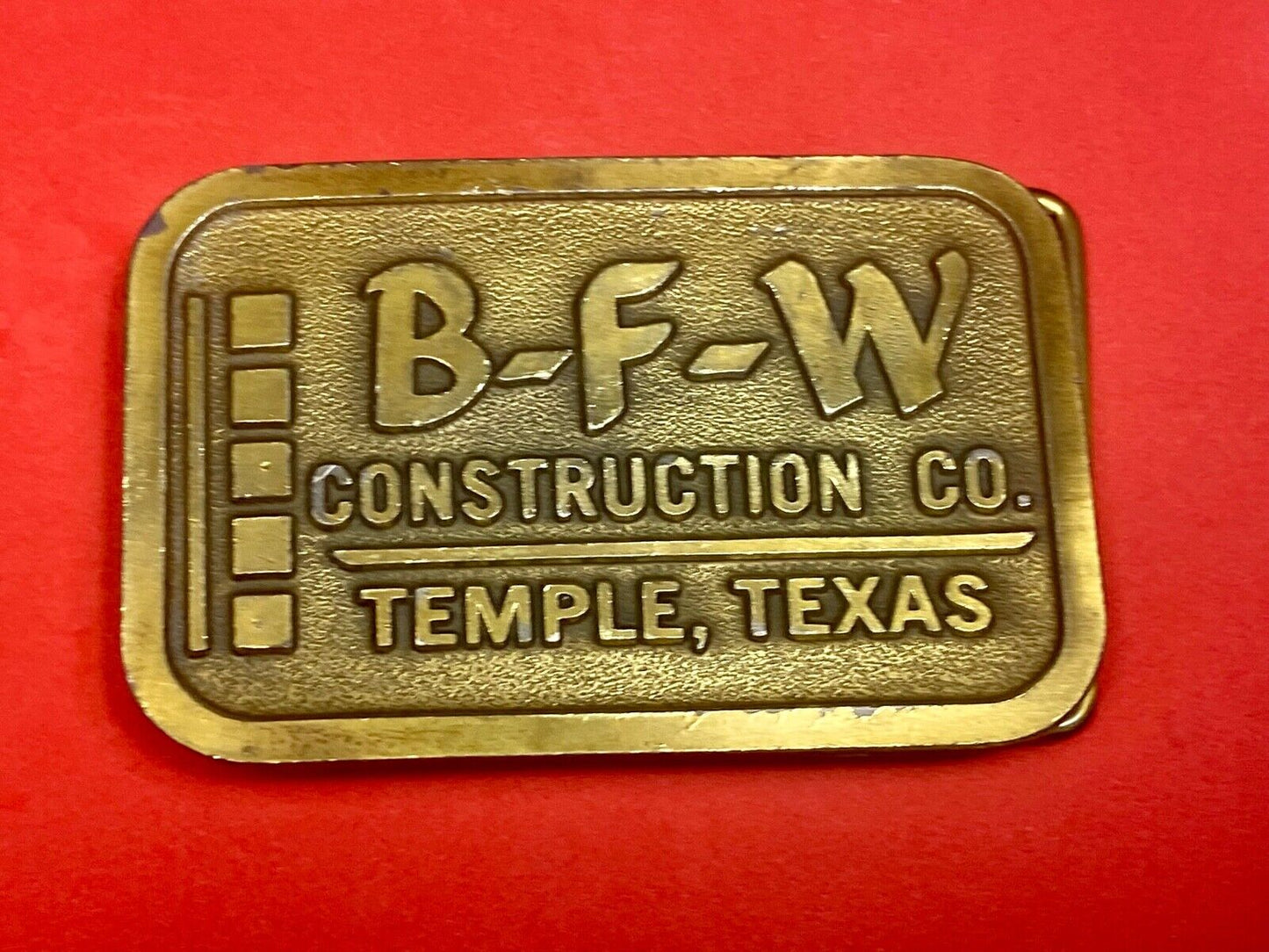 Temple Texas TX B-F-W Construction Company Advertising promo belt buckle