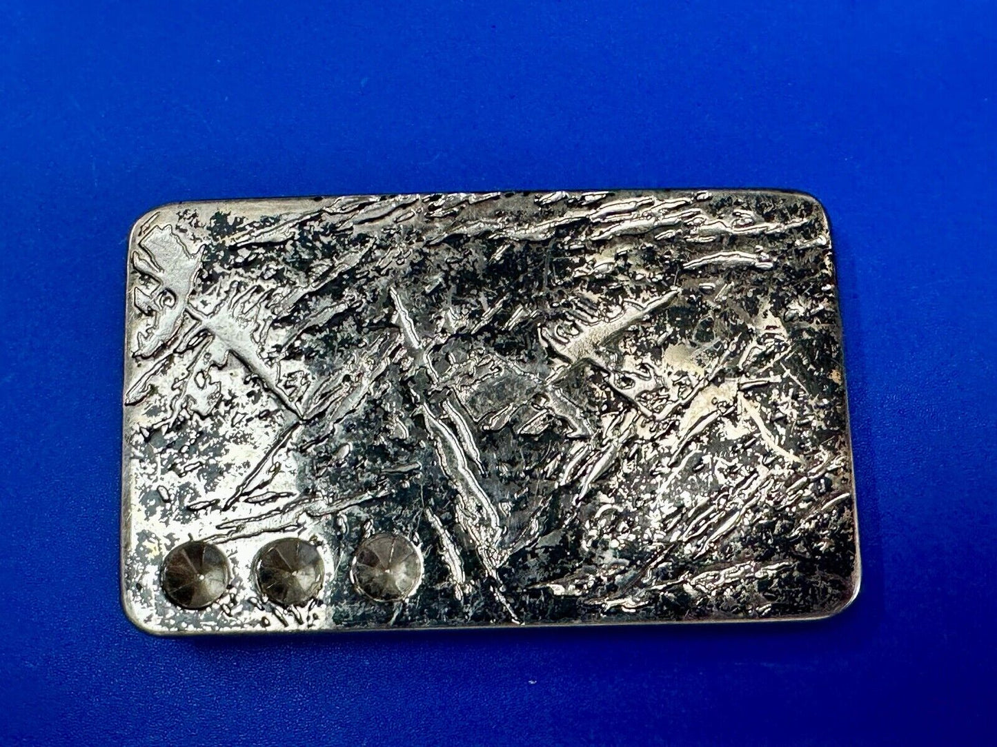 Unknown to me! Faux Metal shards - space for 3 Rhinestone's Vintage Belt Buckle
