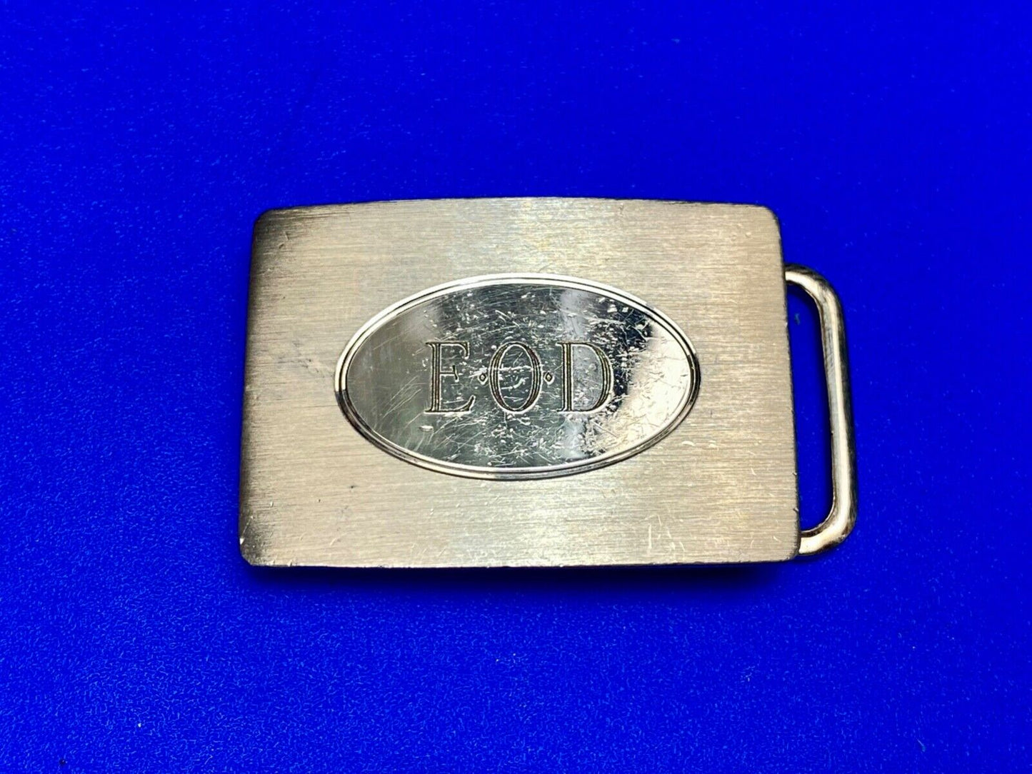 Vintage EOD Initials Make Monogram small formal dress belt buckle