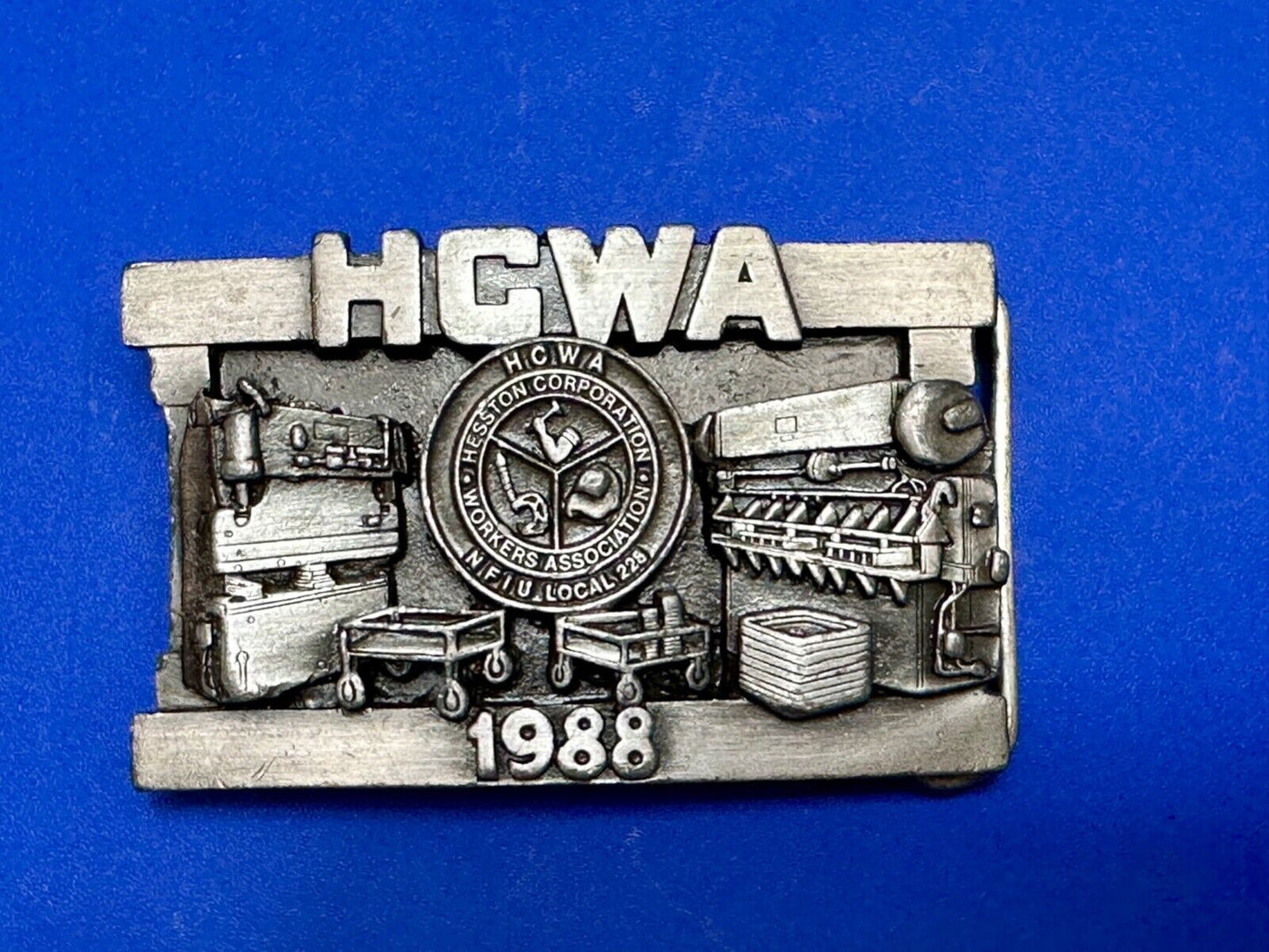 1988 HWCA 8th Hesston Fabrication Corp workers assn LIMITED belt buckle