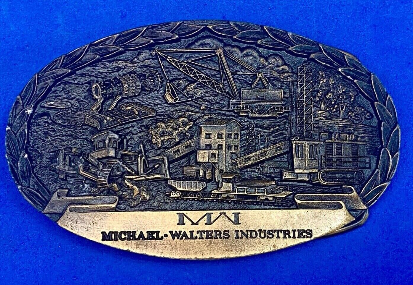 Vintage 1984 Michael Walters Industries Vintage Belt Buckle -Indiana Metal Craft