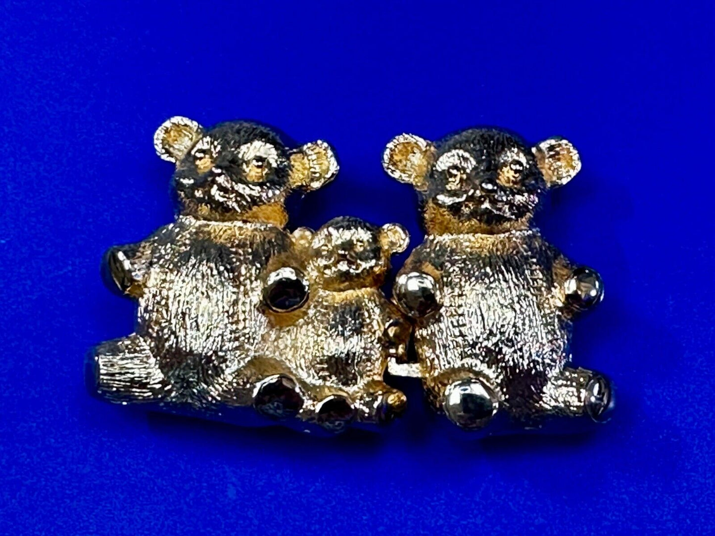 Bear Family Two Piece Interlocking Gold Tone Vintage Belt Buckle by Dotty Smith