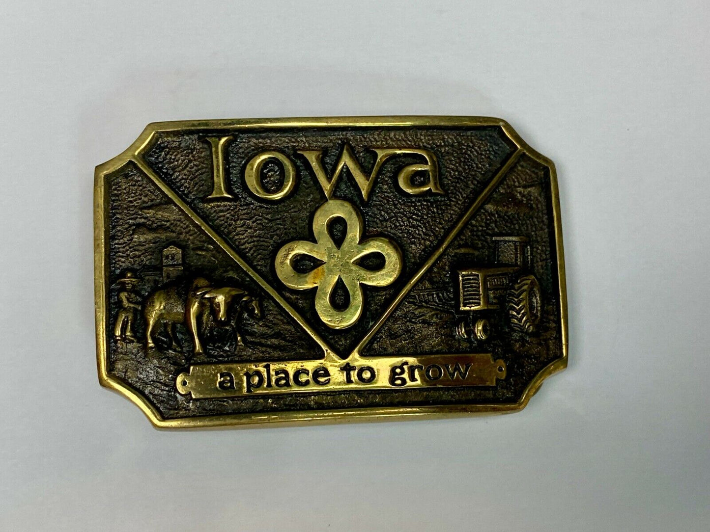 The State Of Iowa, A Place To Grow! Farming Belt Buckle Heritage Mint Ltd