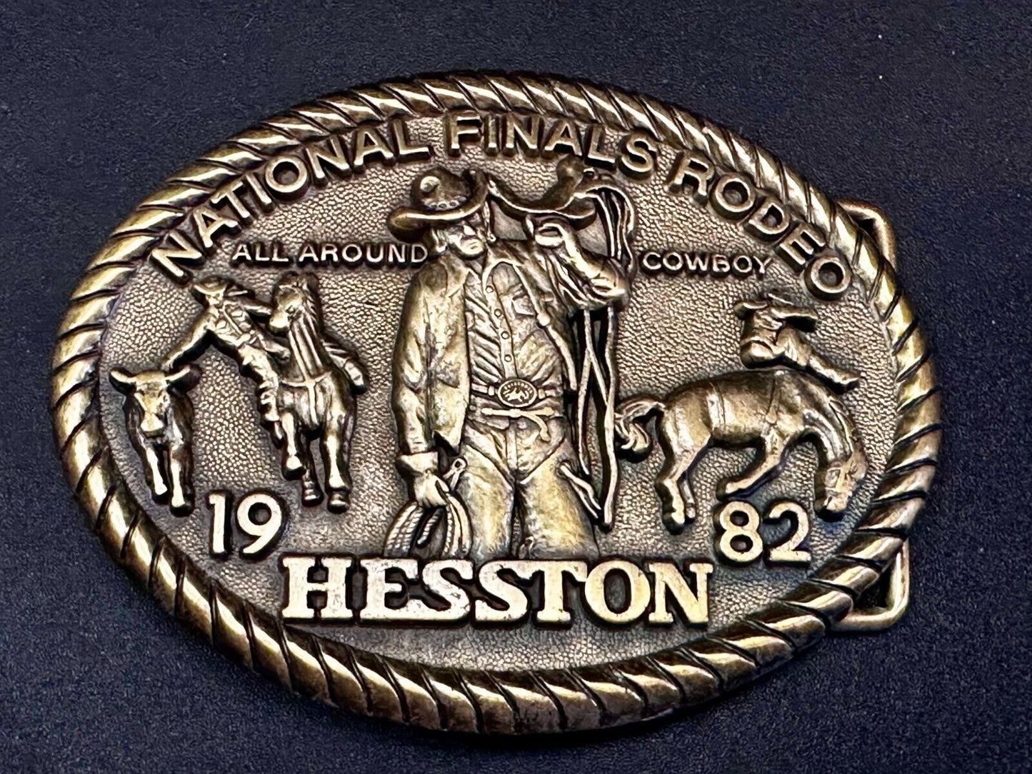 1982 Hesston NFR National Finals Rodeo Cowboys Western Belt Buckle