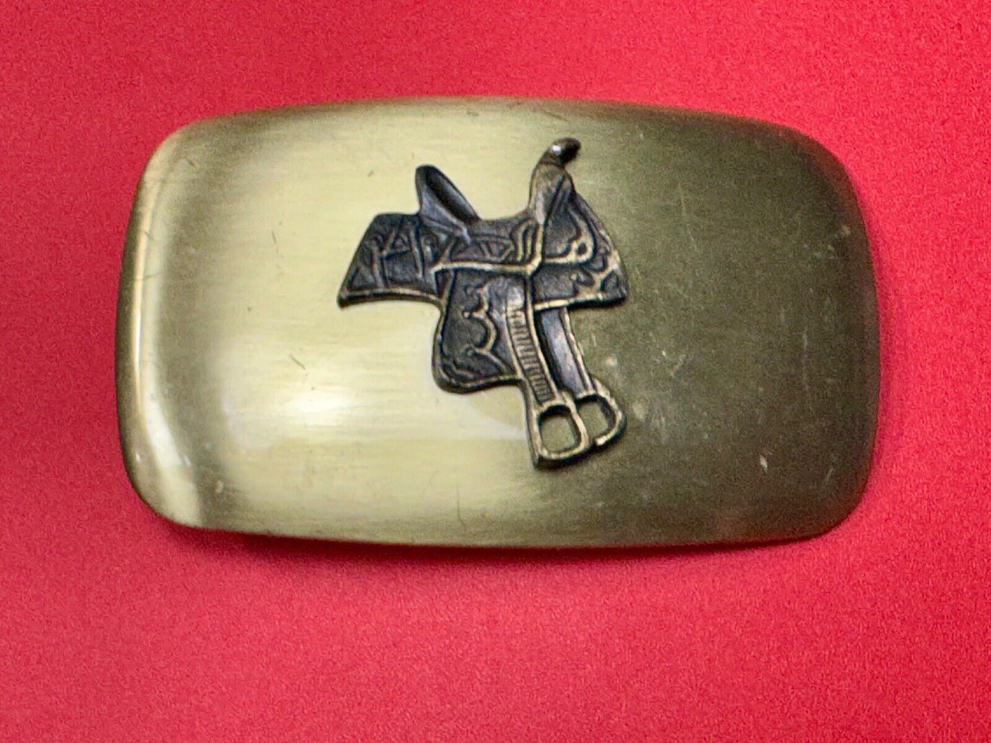 Vintage Chambers Horse saddle on western belt buckle