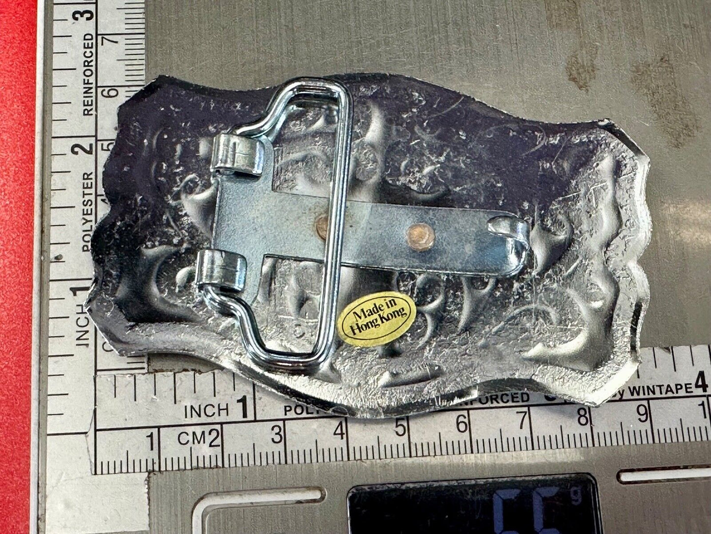 Vintage Covered Wagon - western two tone outlined ornate belt buckle