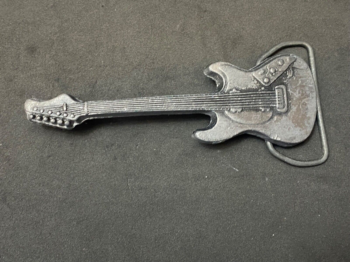 Vintage Electric Guitar - 6 String Rock Band Music Belt Buckle by Baron