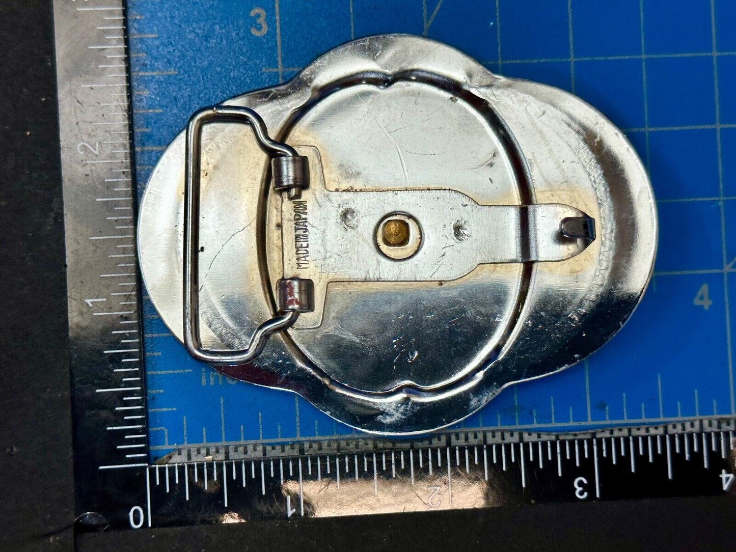 Vintage Cowboy Saddle Bronc western two tone unique shaped belt buckle