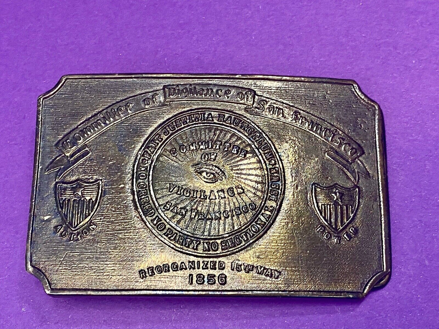 VINTAGE 70s COMMITTEE OF VIGILANCE, SAN FRANCISCO CA BELT BUCKLE WY Studio Art