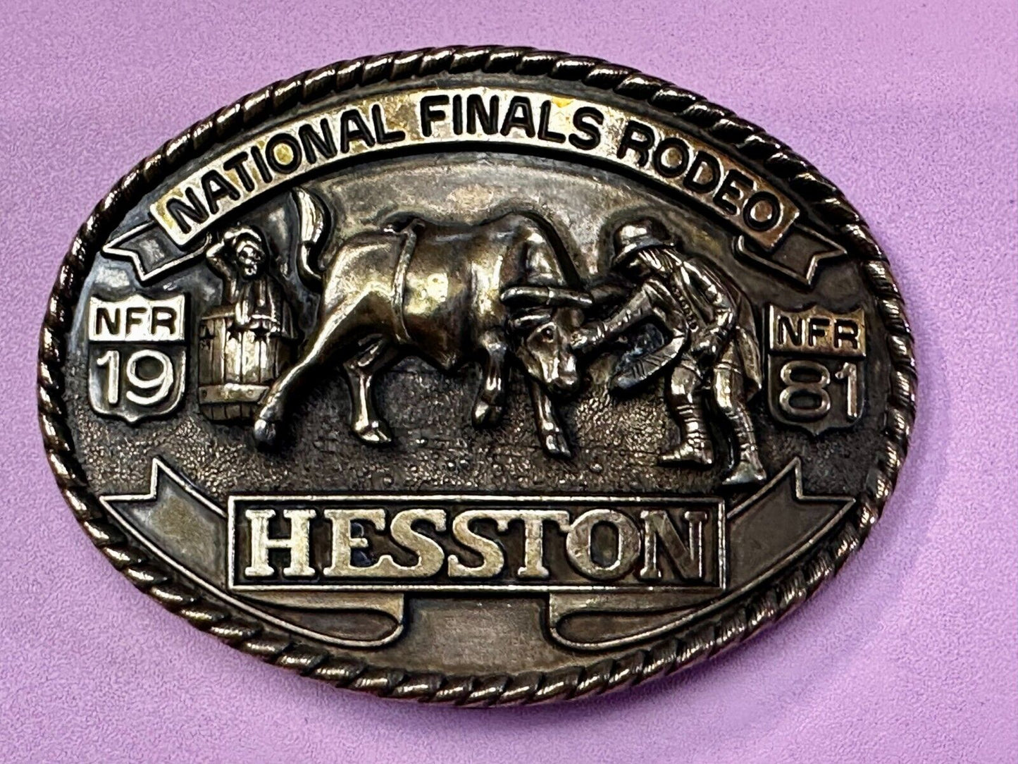 1981 Hesston National Finals Rodeo NFR Cowboys Belt Buckle - 7th edition