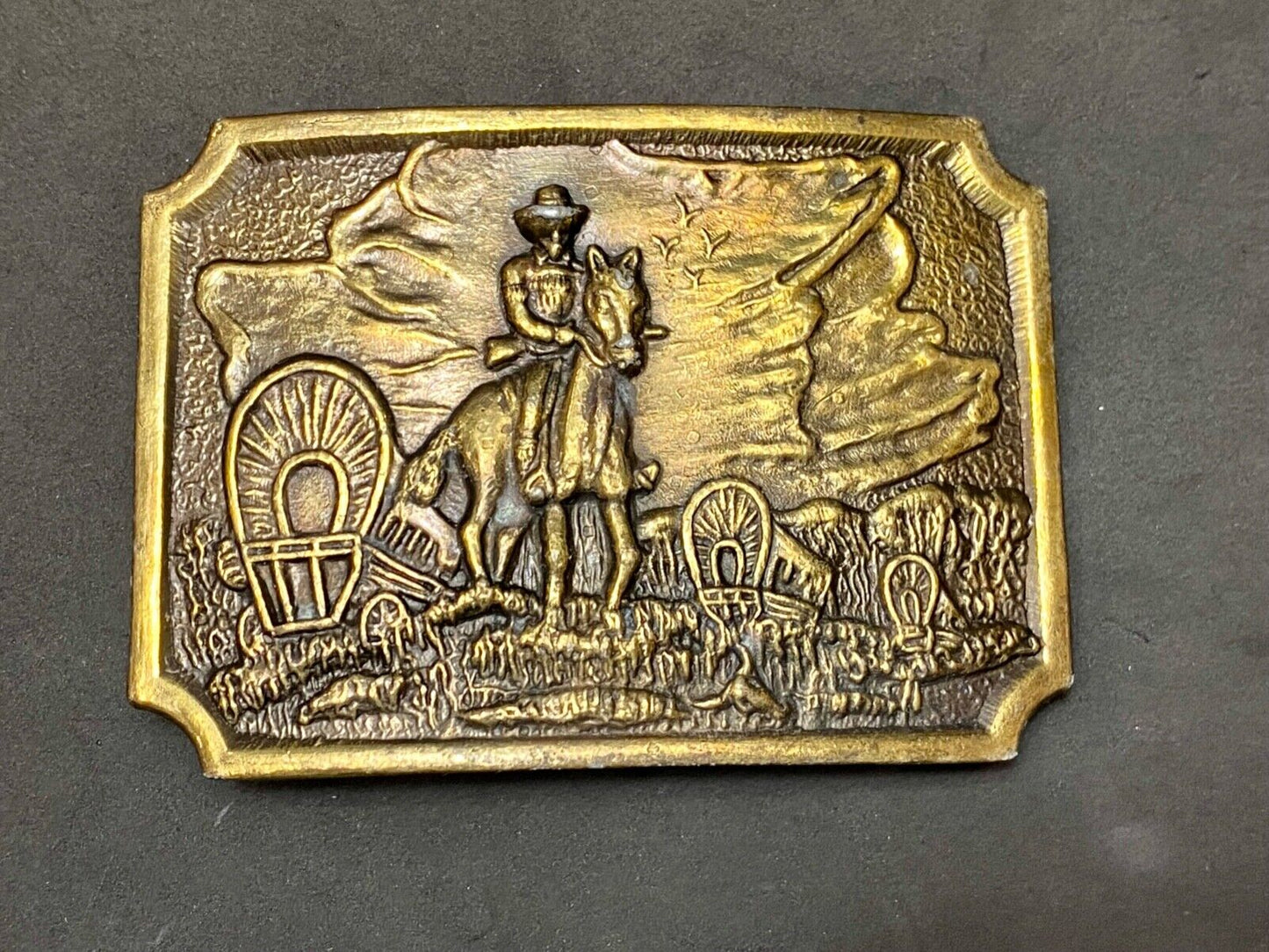 Tall in the Saddle Art Western Horse and Cowboy way of life! Vintage belt buckle