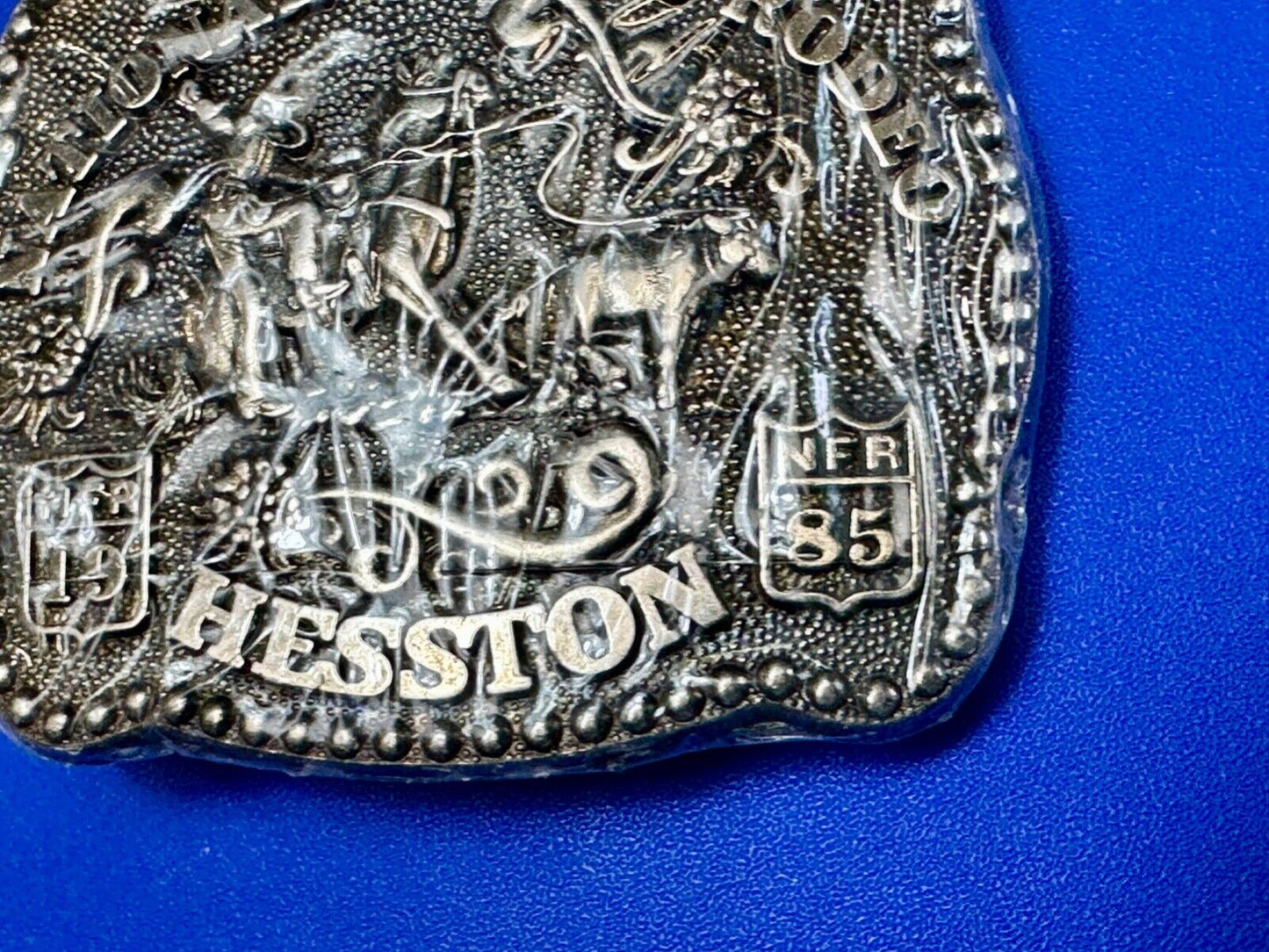 1985 Hesston Youth (small) NFR Belt Buckle in original shrink-wrap Third Eddn,