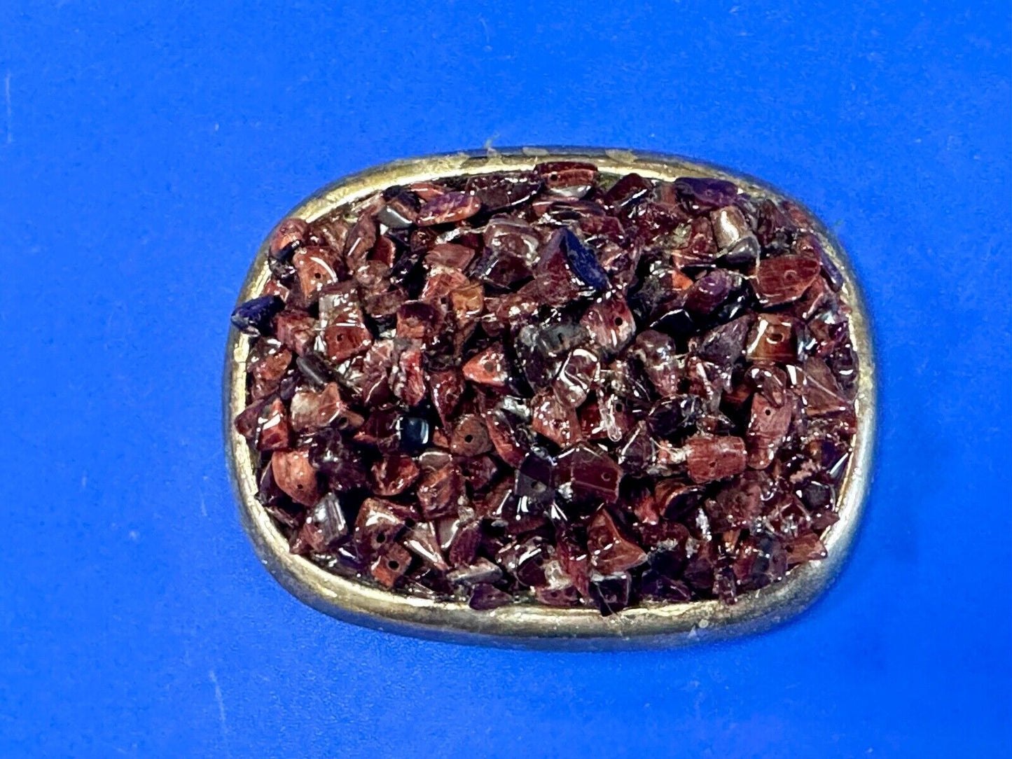 artisan chunky red stone burst on heavy belt buckle