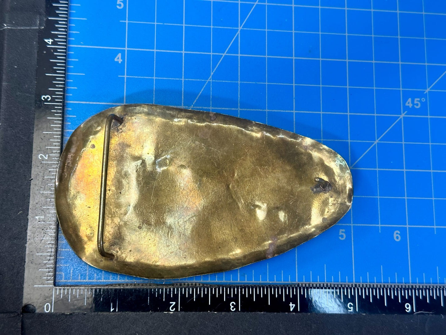 Artisan Mixed Stone Shell Art Nouveau Boho Brass Hippy Vibe Large Belt Buckle