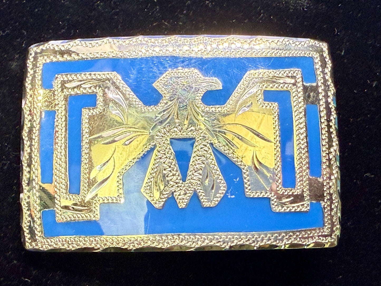 Thunderbird Native American Indian Hand-Crafted Inlay Enamel Belt Buckle
