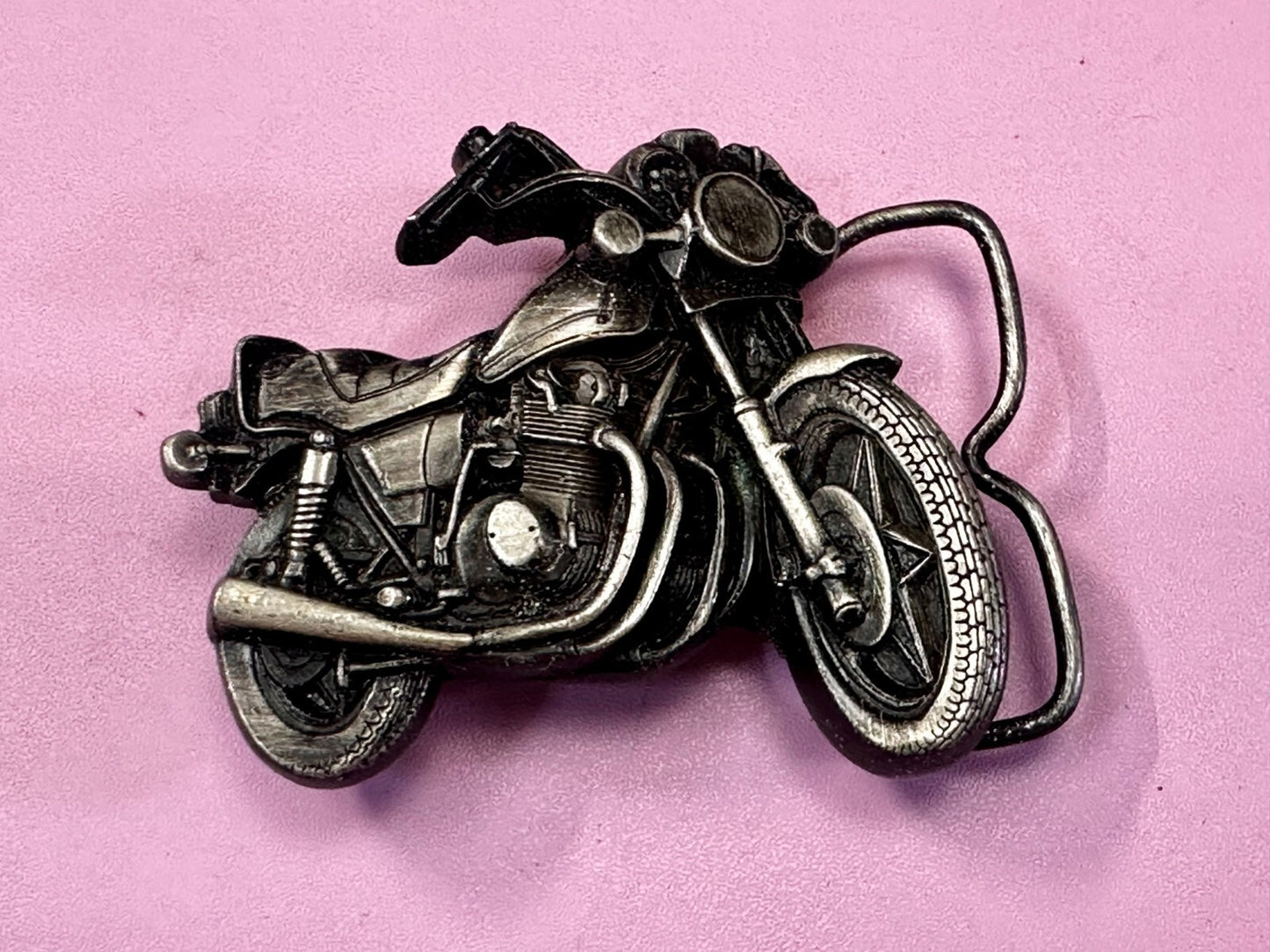 Vintage Chopper Motorcycle Bike Cutout 1979 Biker Rider Bergamot Belt Buckle